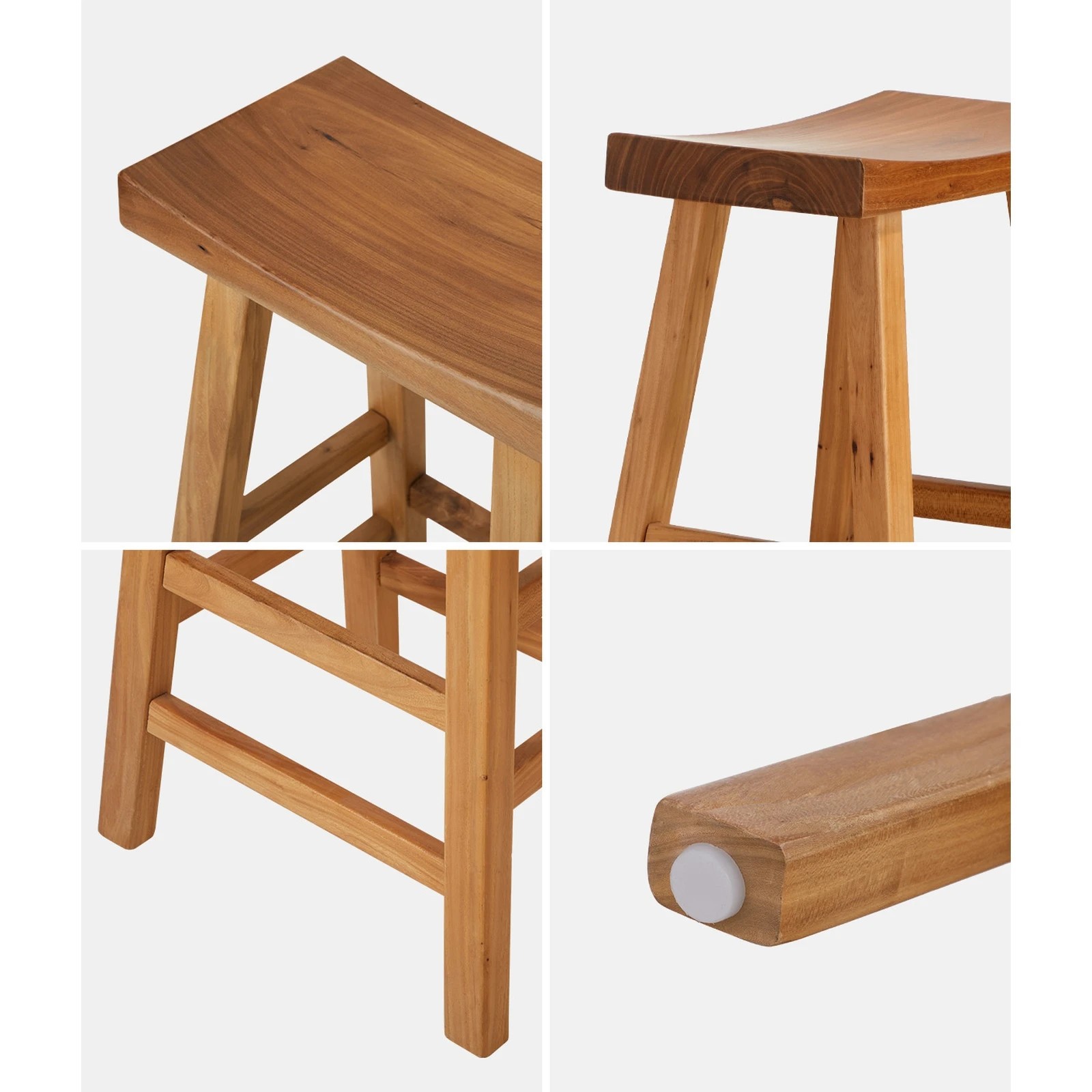 4 Oikiture 2x Bar Stools Kitchen Stool Wooden Counter Chairs Barstools
 - Natural, 4 of 10