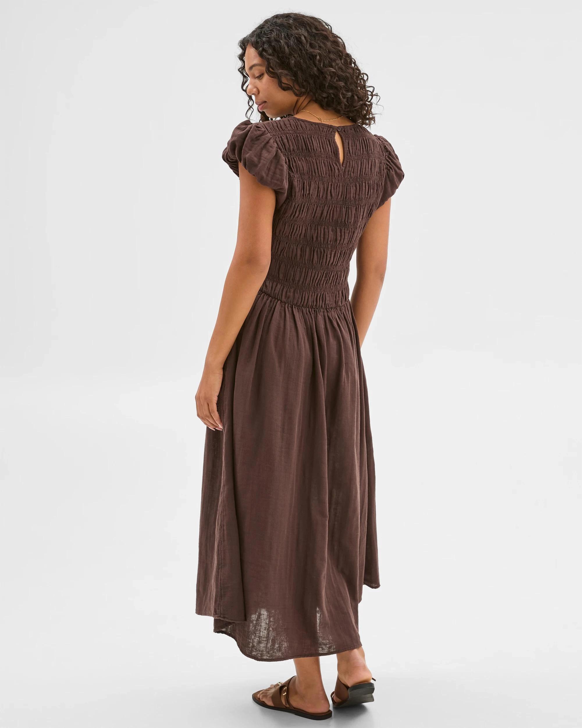 4 Target Woman Australian Cotton Double Cloth Shirred Dress BRUNETTE, 4 of 7