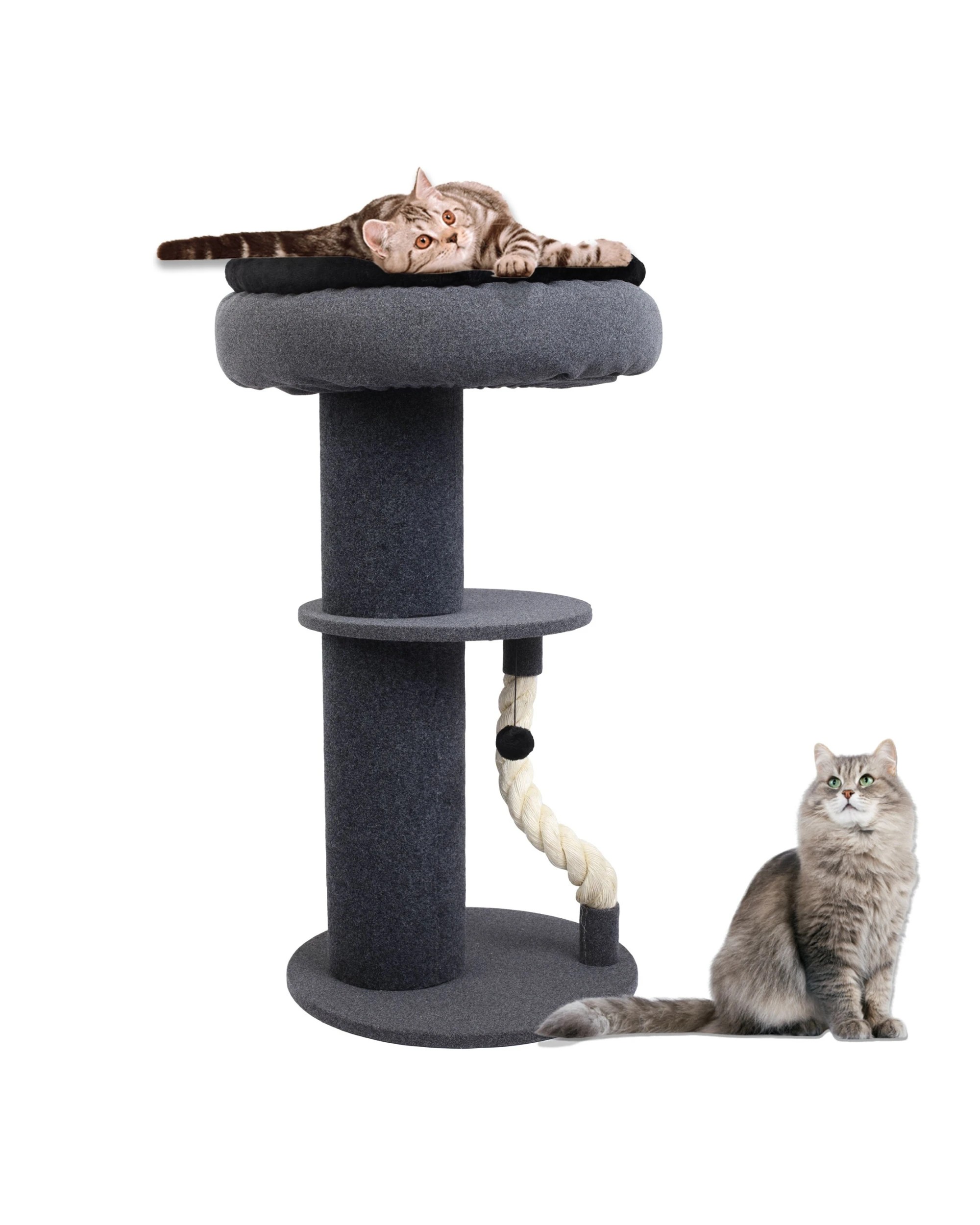 5 Charlie's Extra Higher Cat Tree Scratching Tower With Snuggle Bed 49x49x99cm - Dark Grey and Black, 5 of 5