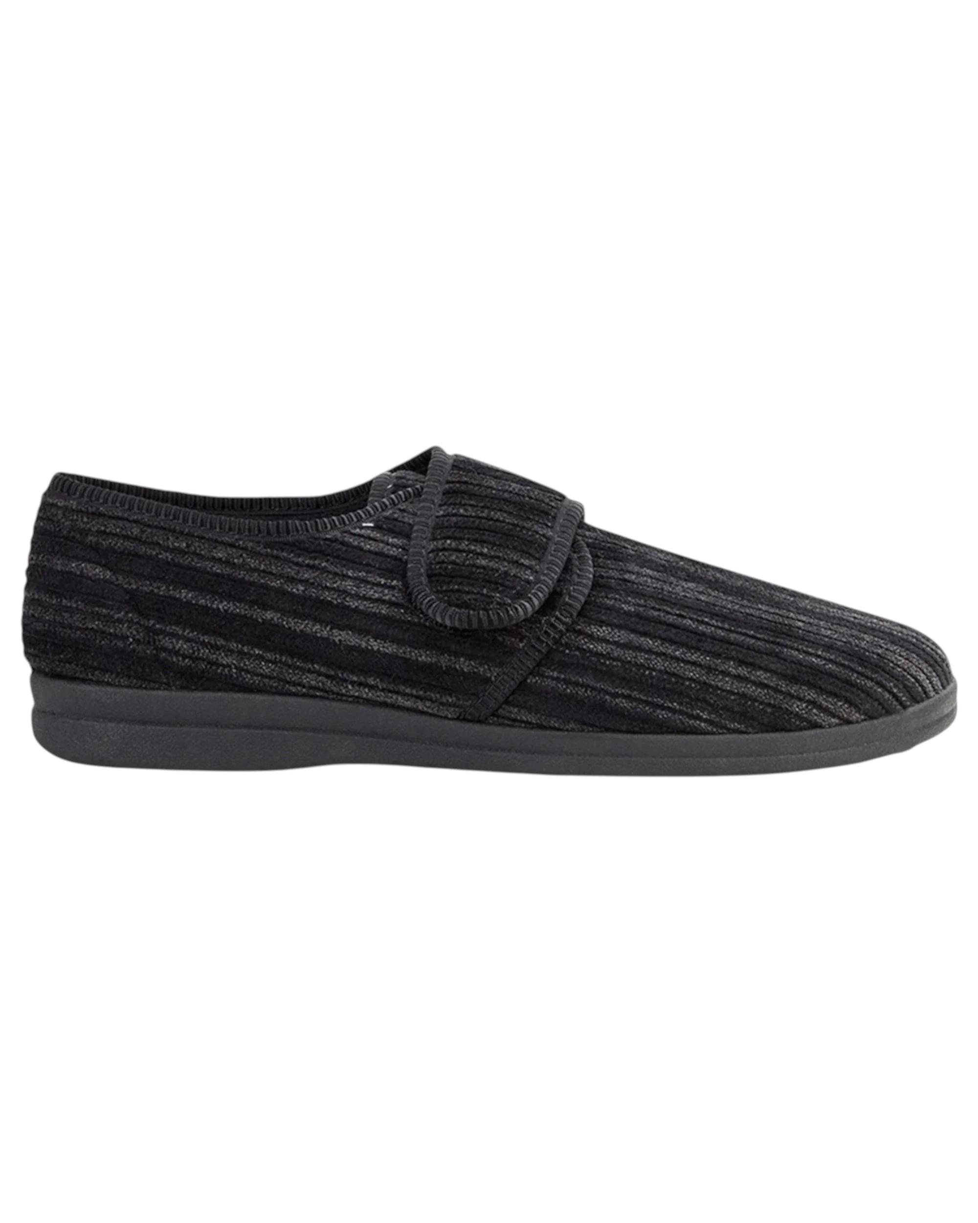 3 Grosby Mens Thurston Black Slippers Moccasins Warm Night Shoes BLACK, 3 of 3