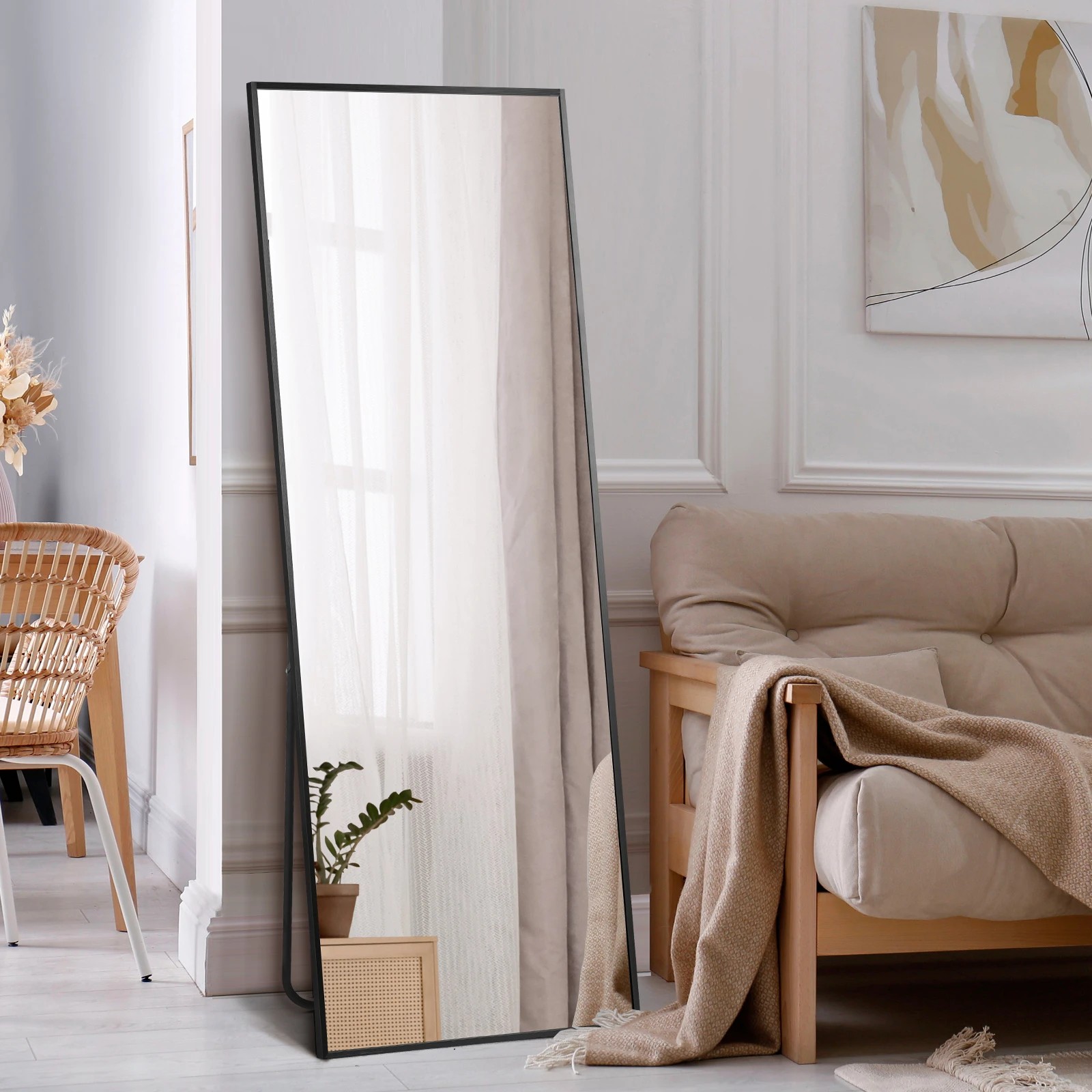 2 Oikiture 166x60cm Full Length Mirror Dressing Floor Mirrors Free Standing
 - Black, 2 of 9