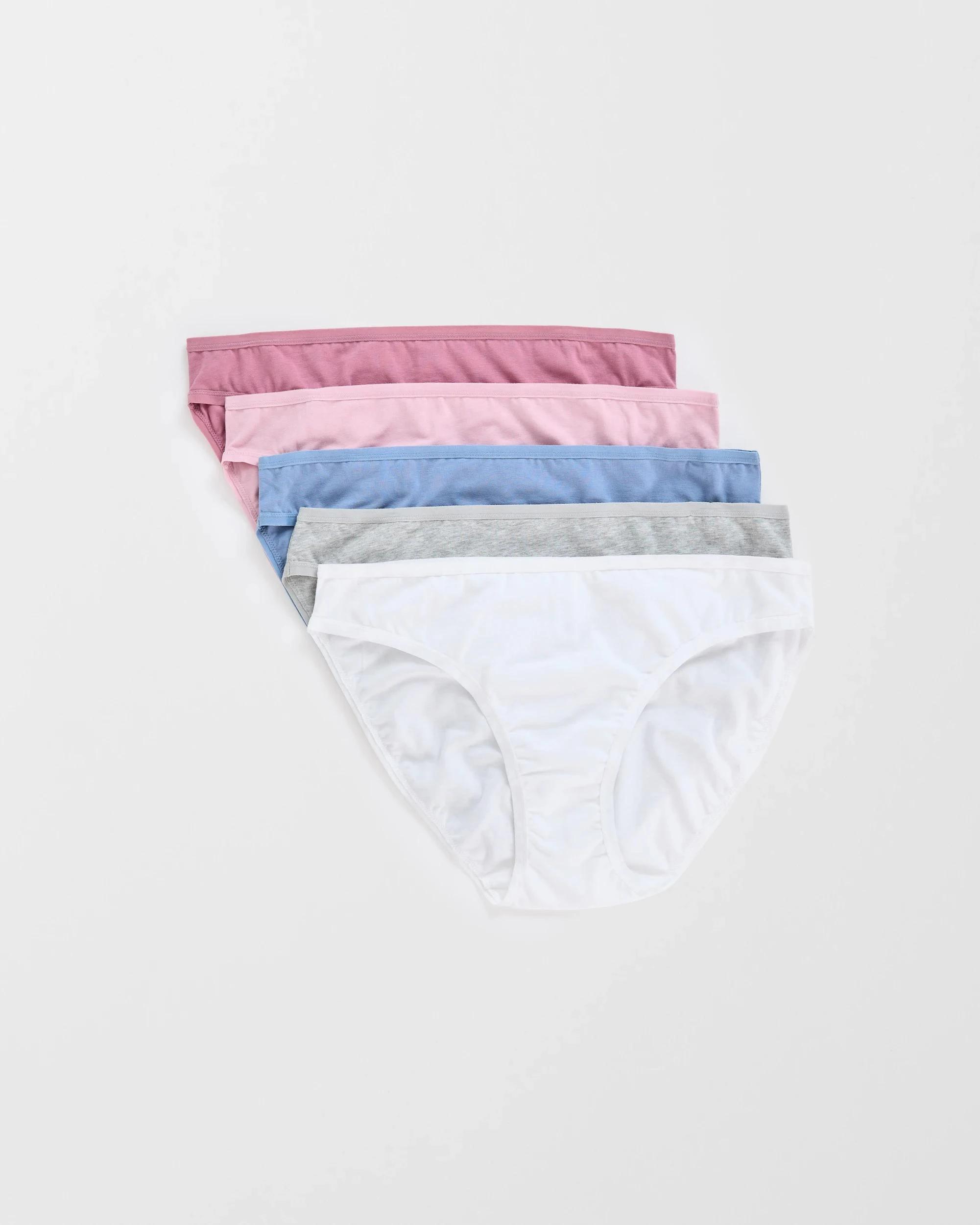 1 Target Woman Australian Cotton Blend 5 Pack Bikini Briefs WHITE/GREY MARLE/BLUE/PINK, 1 of 4
