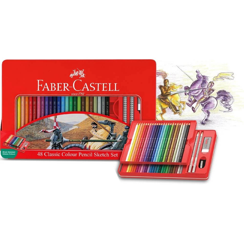 2 Faber-Castell Classic Coloured Pencils Tin 48 Pack, 2 of 3
