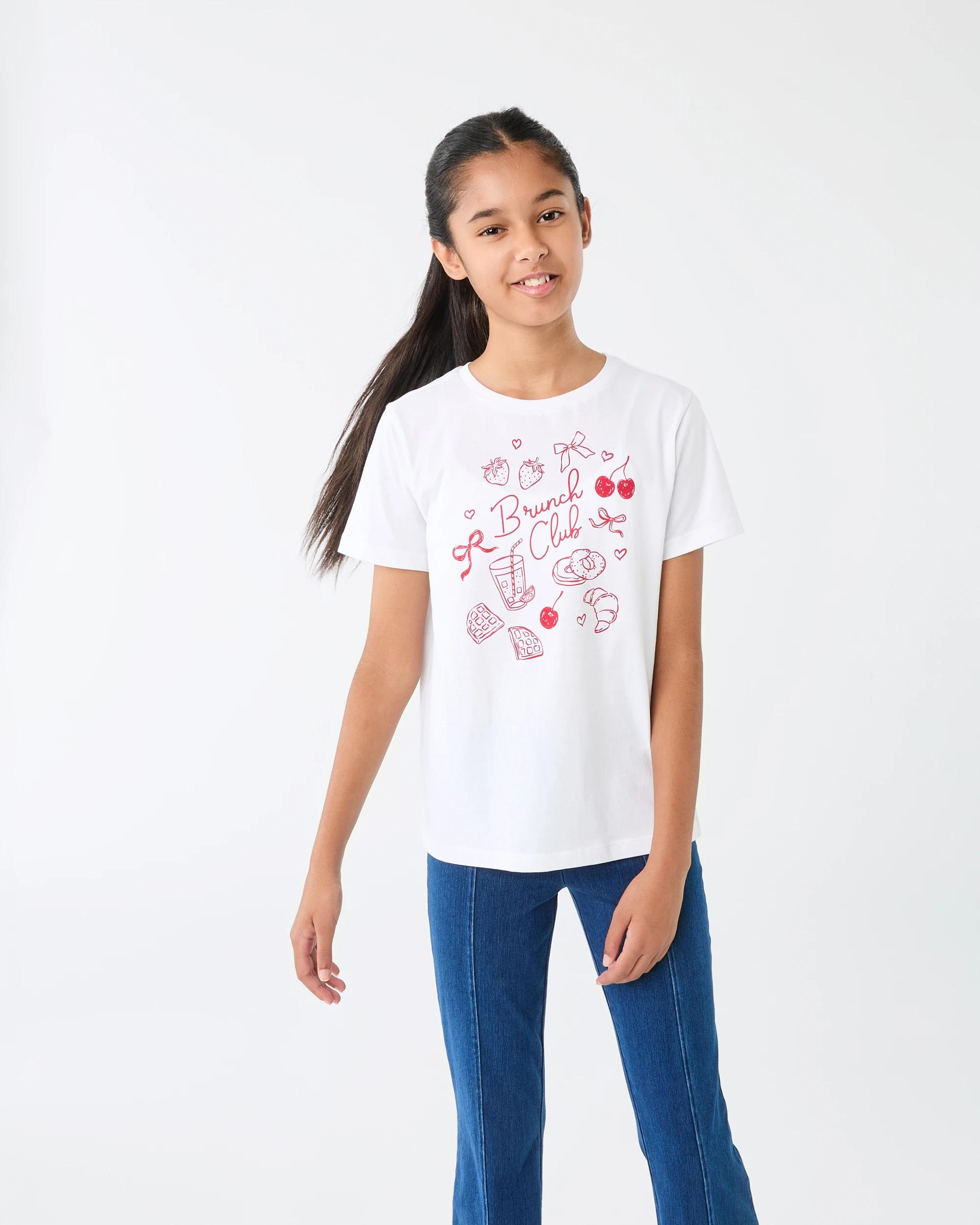 1 Short Sleeve Print T-shirt Wht Brunch, 1 of 7