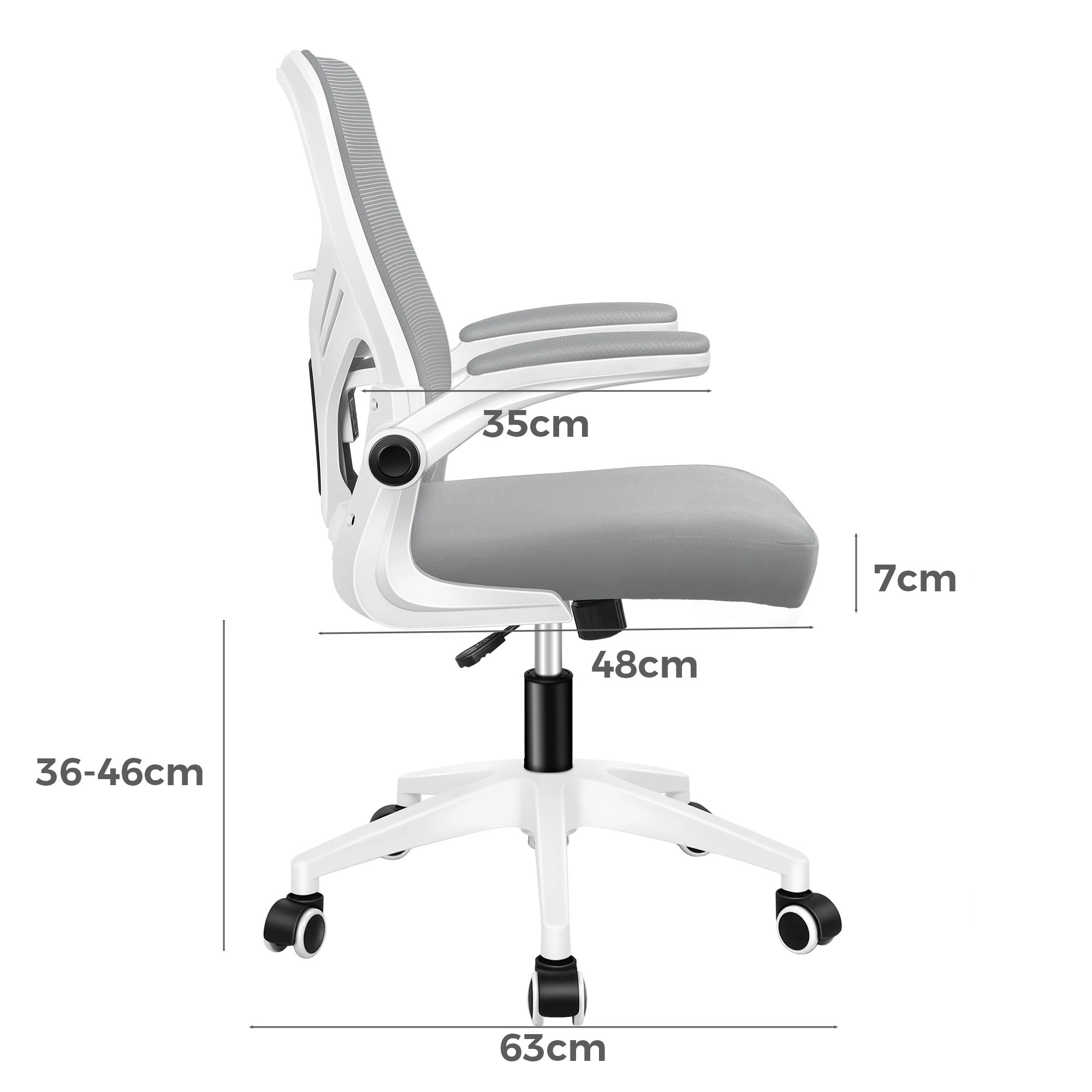 7 Alfordson Mesh Office Chair Executive Tilt Fabric Seat Computer Racing Work Seat - White Grey, 7 of 10
