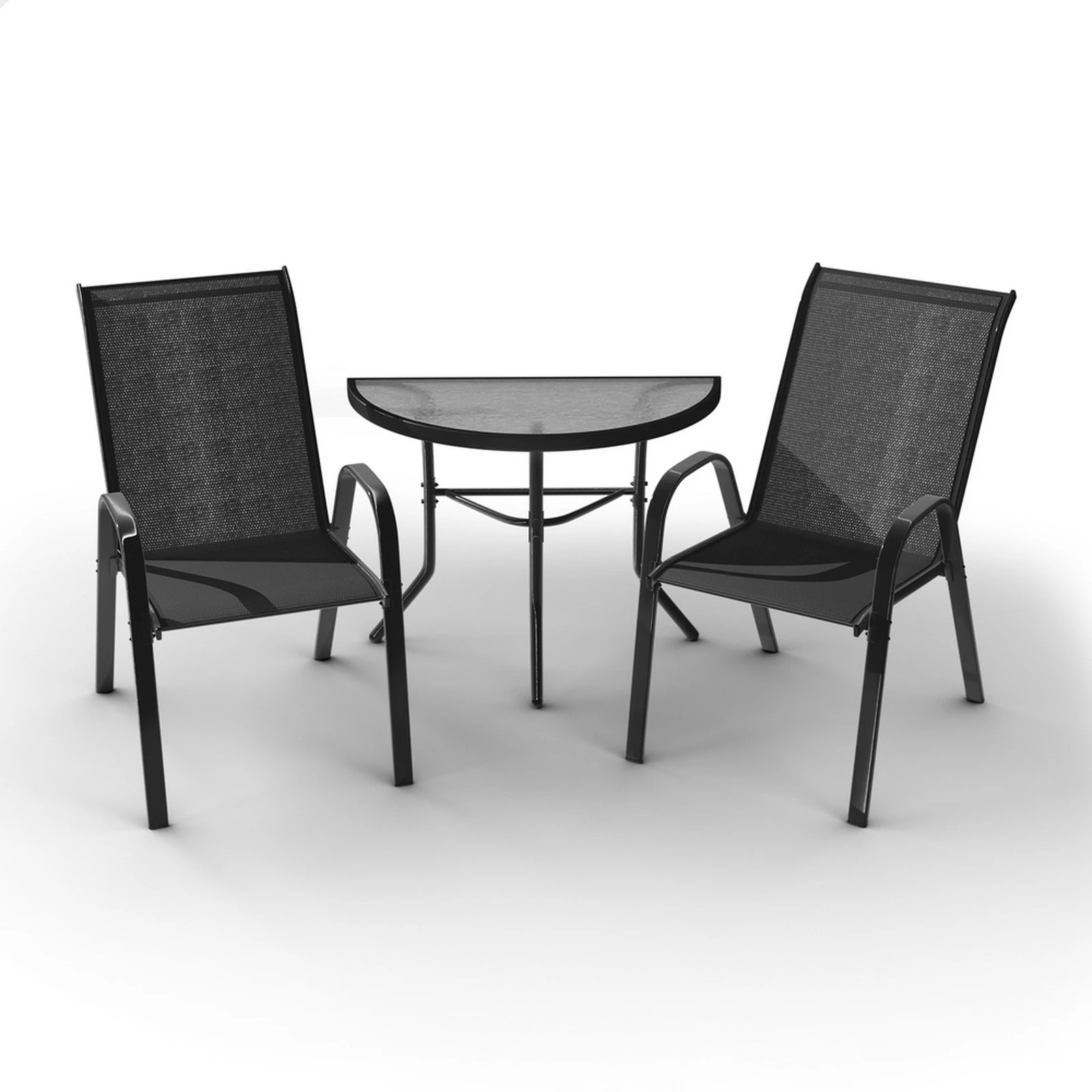 1 Alfordson 3PCS Outdoor Furniture Patio Table and Chairs Garden Bistro Set - Black, 1 of 10
