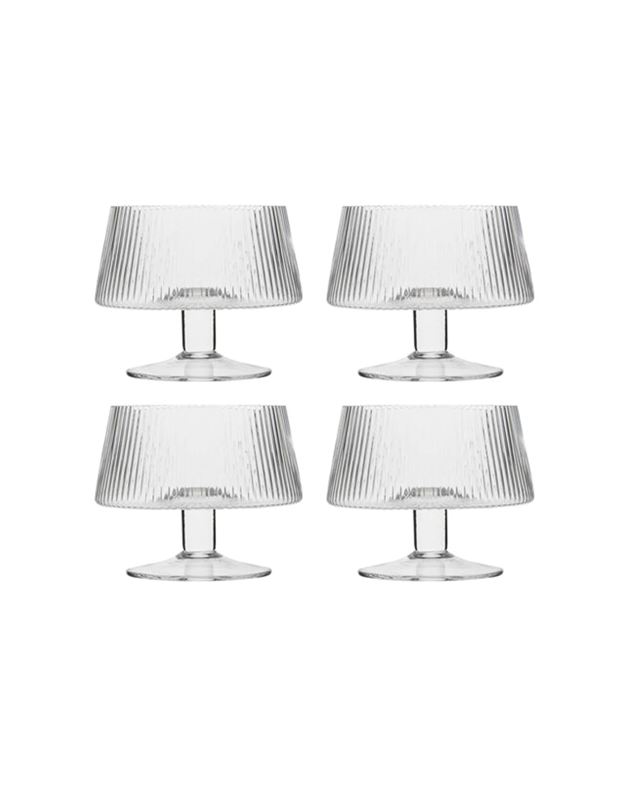1 Ecology 4pc Classic Footed Bowls Set Ridged 10cm Glass Elegant - Clear, 1 of 1