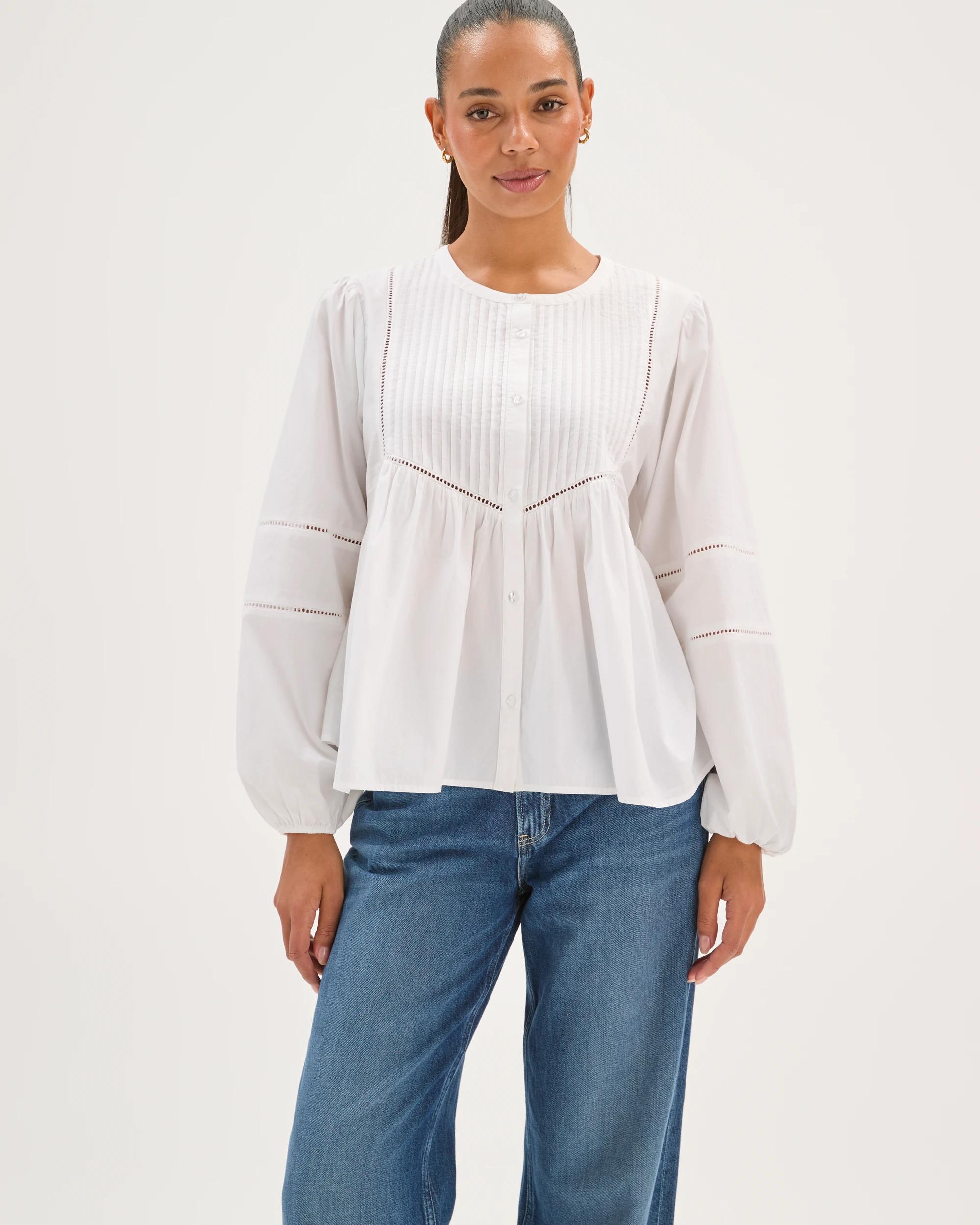 4 Target Woman Long Sleeve Femme Detail Blouse WHITE, 4 of 8
