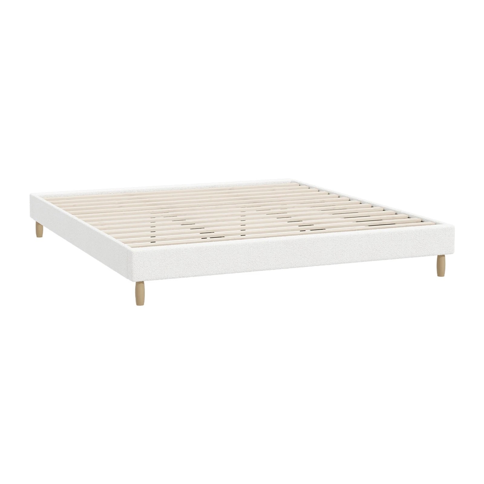 1 Oikiture King Bed Base Boucle Bed Frame
 - White, 1 of 10