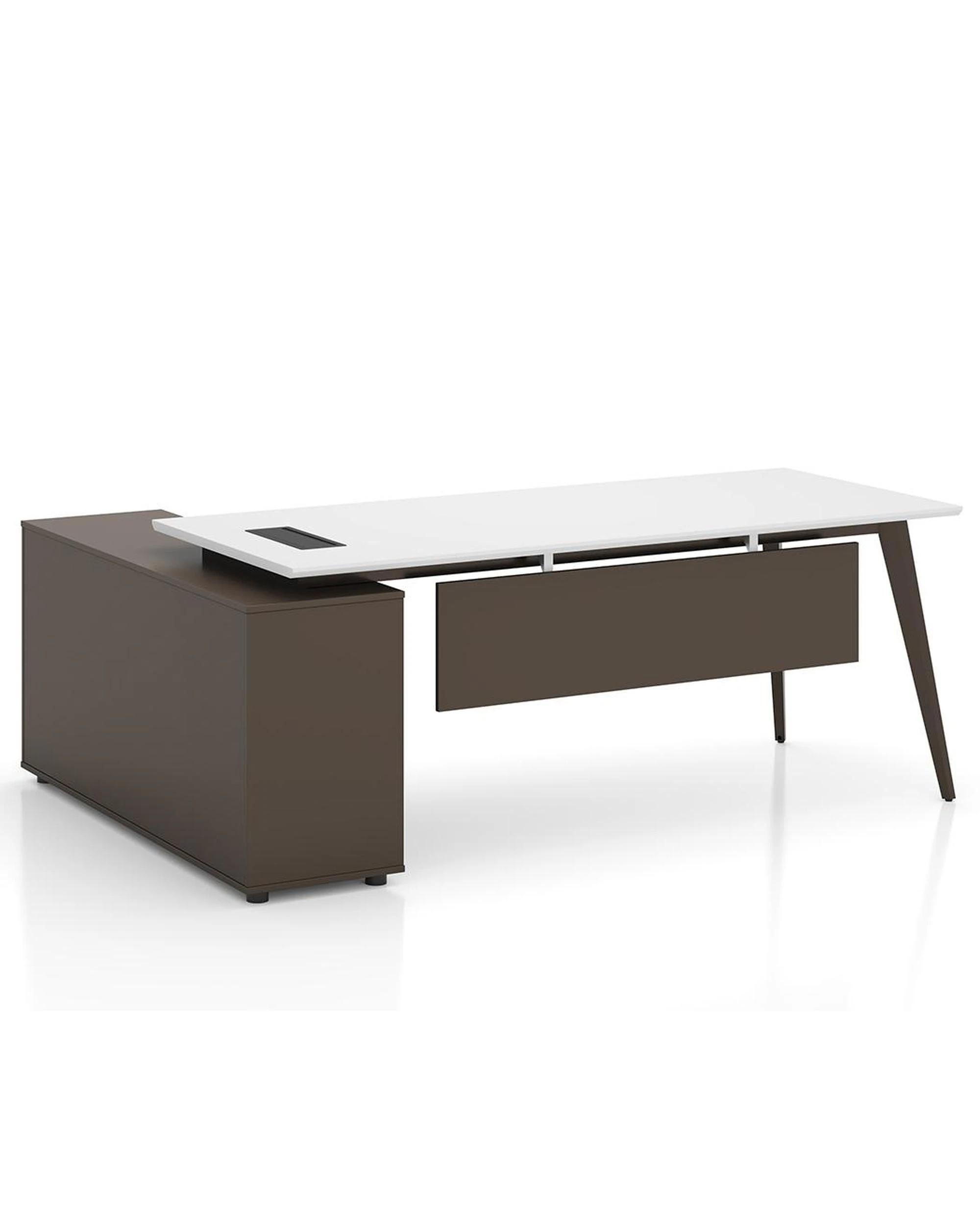 3 Esma 2m L-shaped Executive Desk White and Grey, 3 of 9