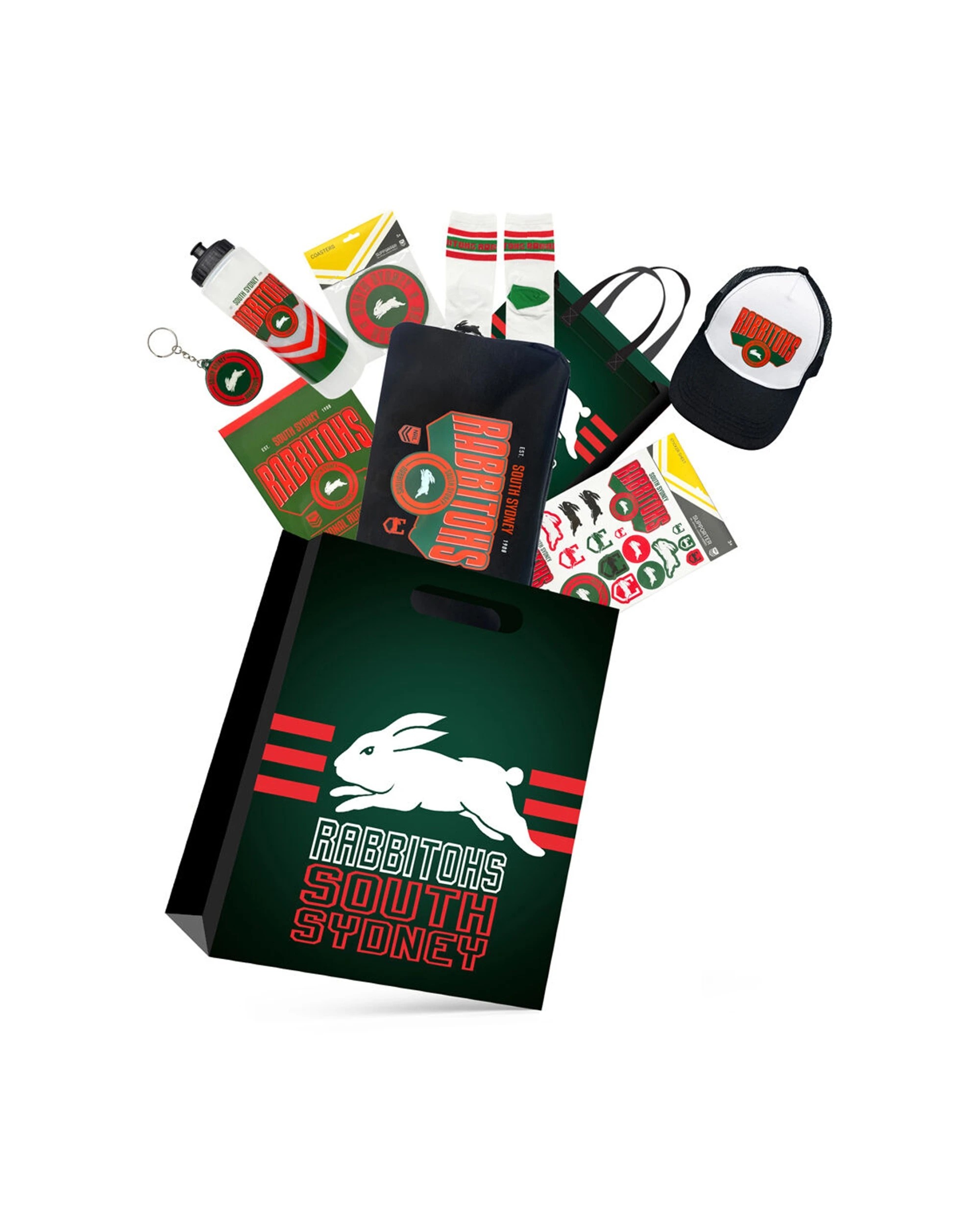 1 NRL South Sydney Rabbitohs Showbag 24 w Duffle Bag Cap Drink Bottle For Fans Gifts - Multi, 1 of 2