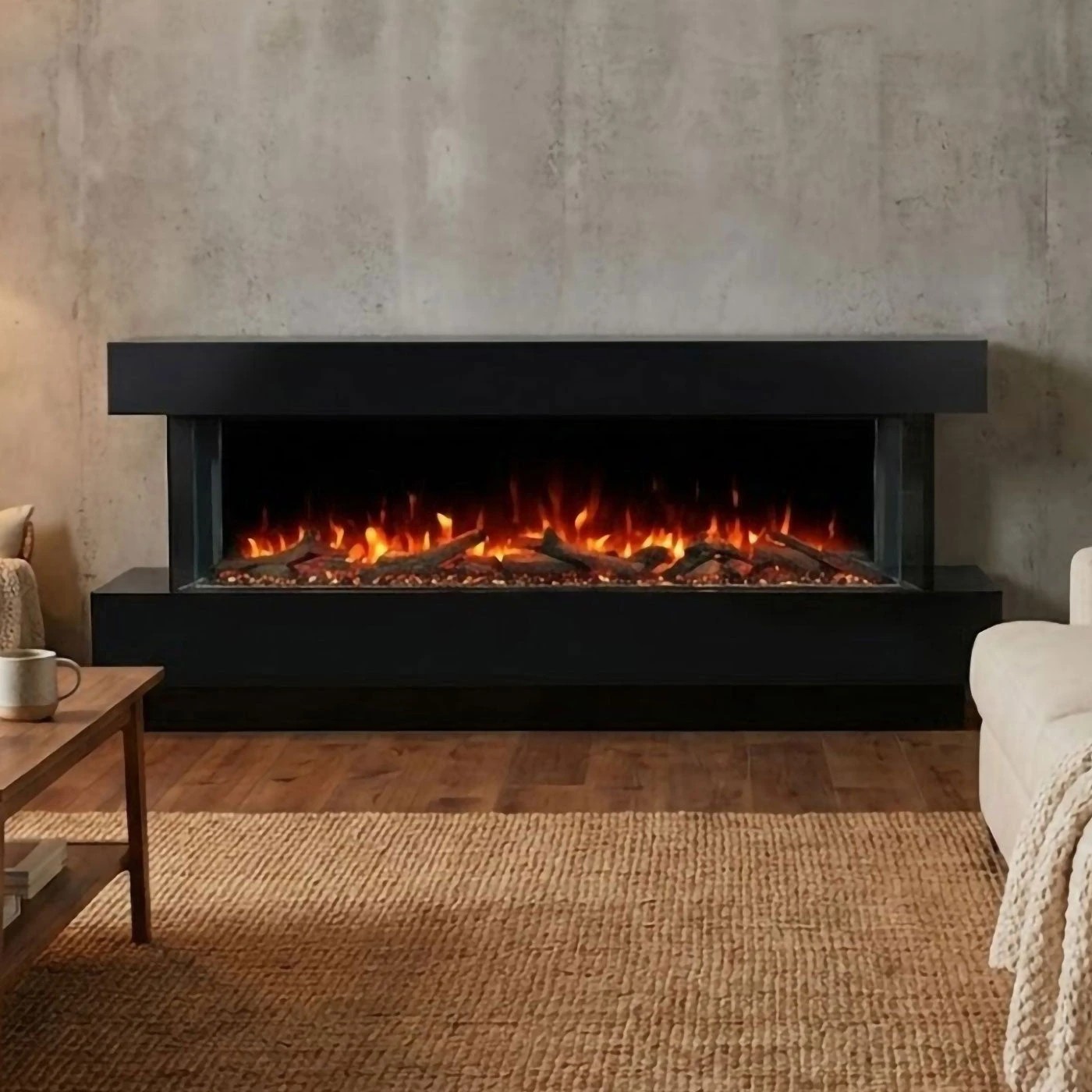 1 Moda Living Devon 3-Sided Extra Deep Electric Fireplace Black Frame Suite - Black, 1 of 6