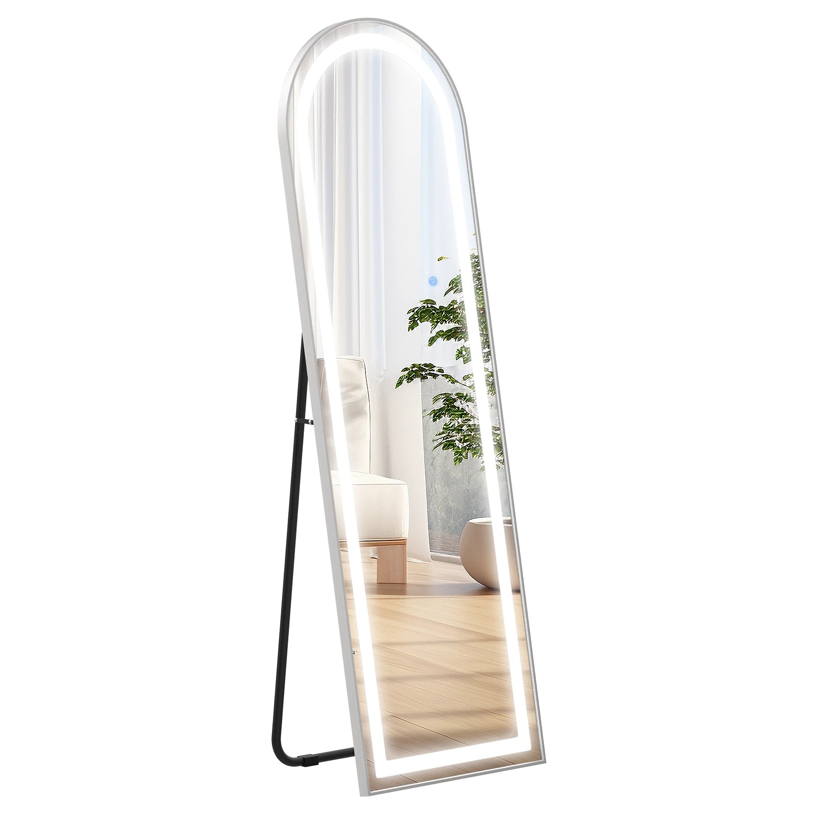 1 Advwin Arched Full Length Floor Mirror with LED Lights 160x50cm Wall Mounted, 1 of 10