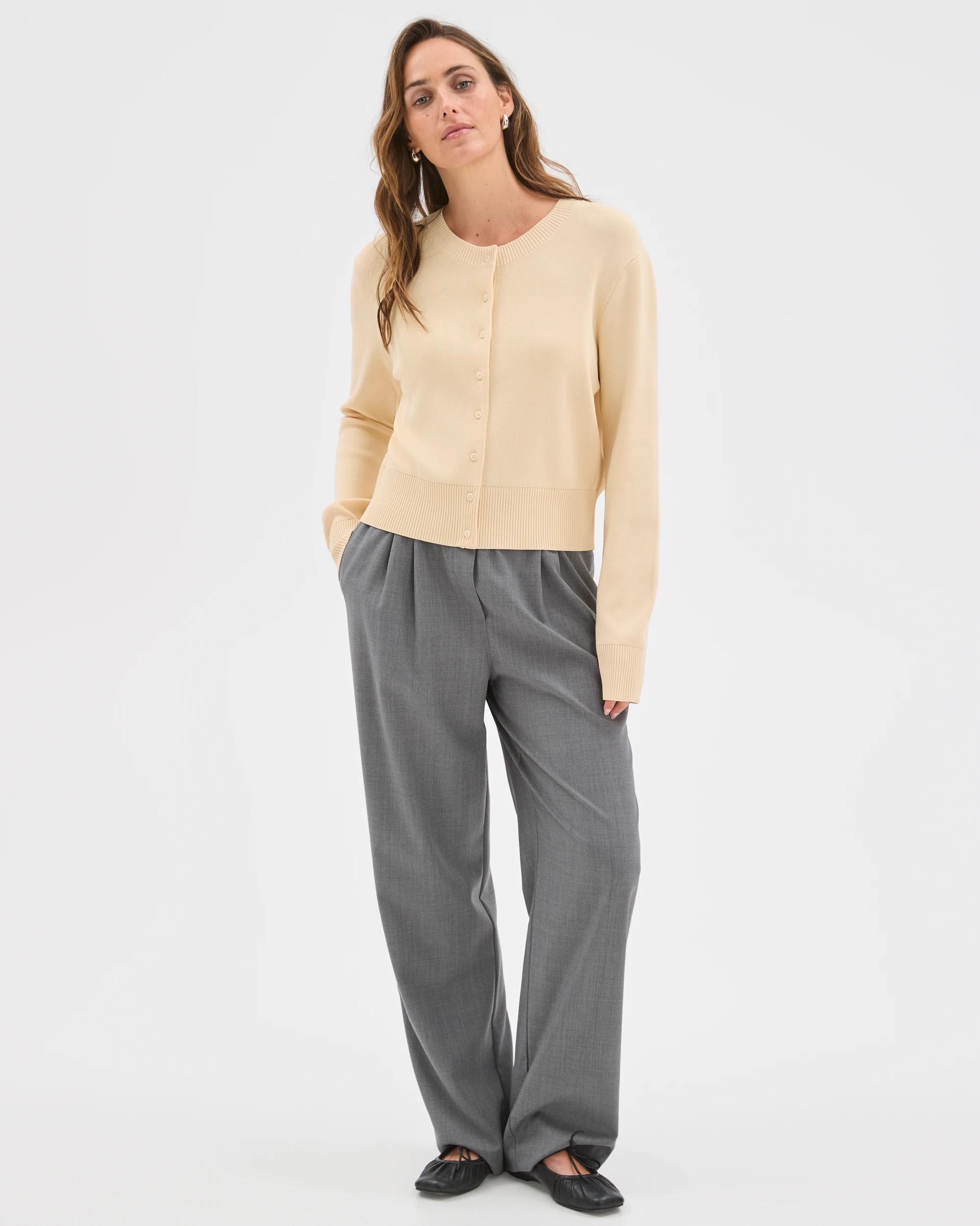 2 Preview Crepe Knit Core Cardigan PARCHMENT, 2 of 6