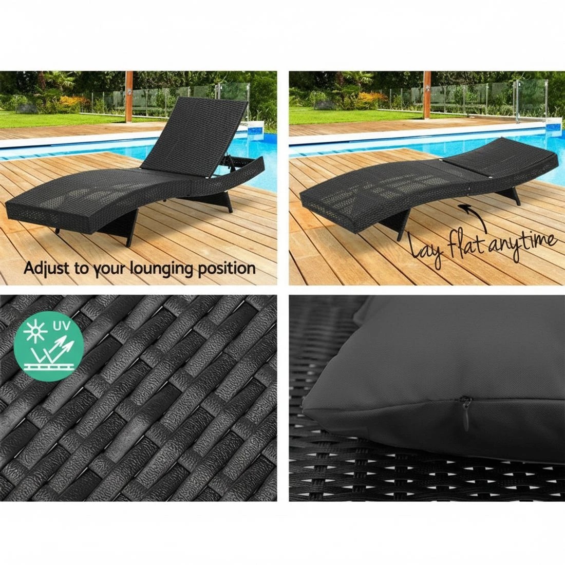 5 Gardeon 2PC Sun Lounge - Black, 5 of 8