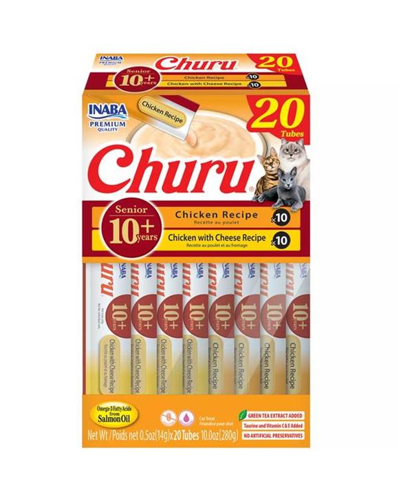 Inaba Senior 10+ Churu Puree Cat Treats Chicken Variety Box 20 Pack