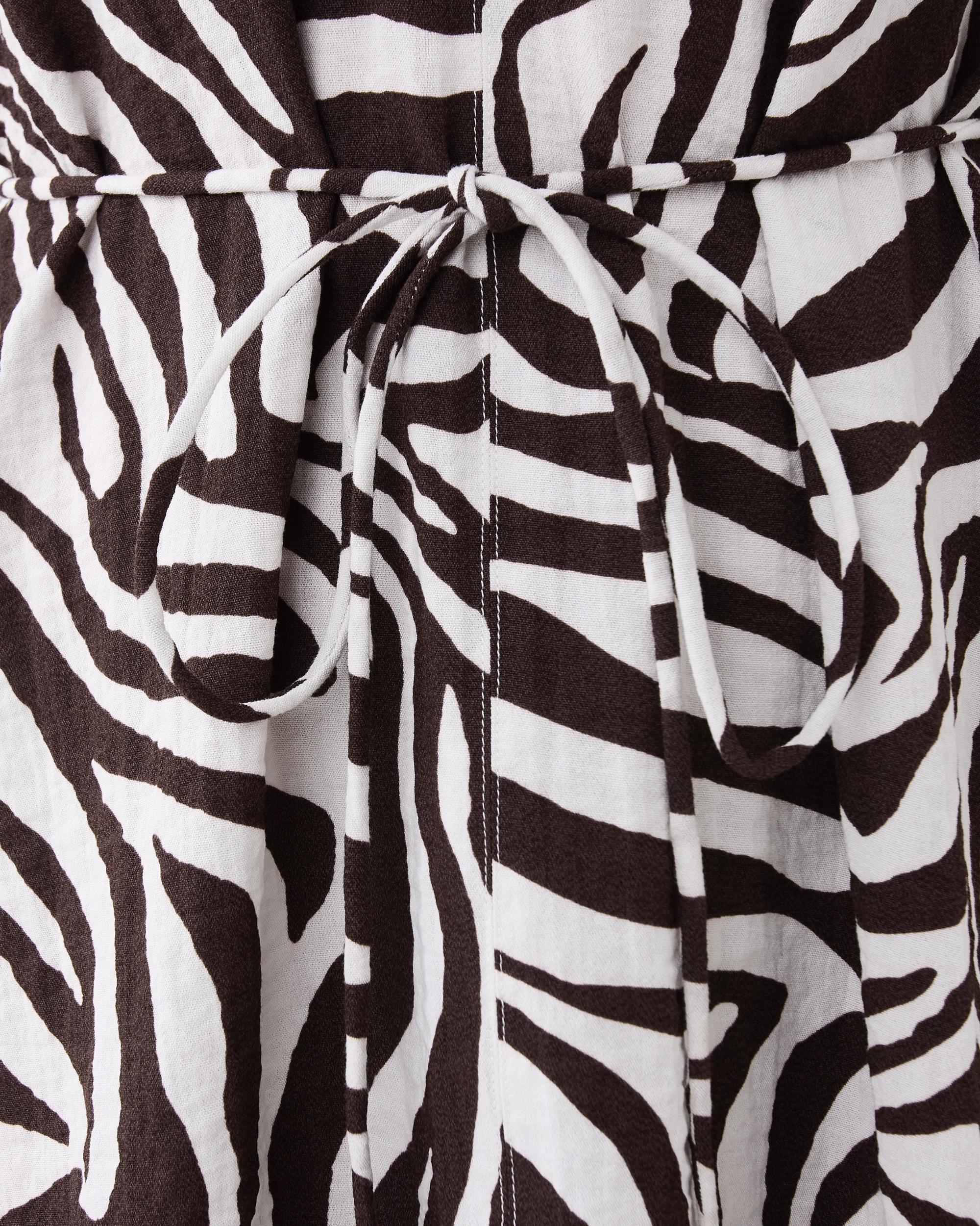 6 Long Sleeve Textured Tie Mini Dress Zebra, 6 of 8