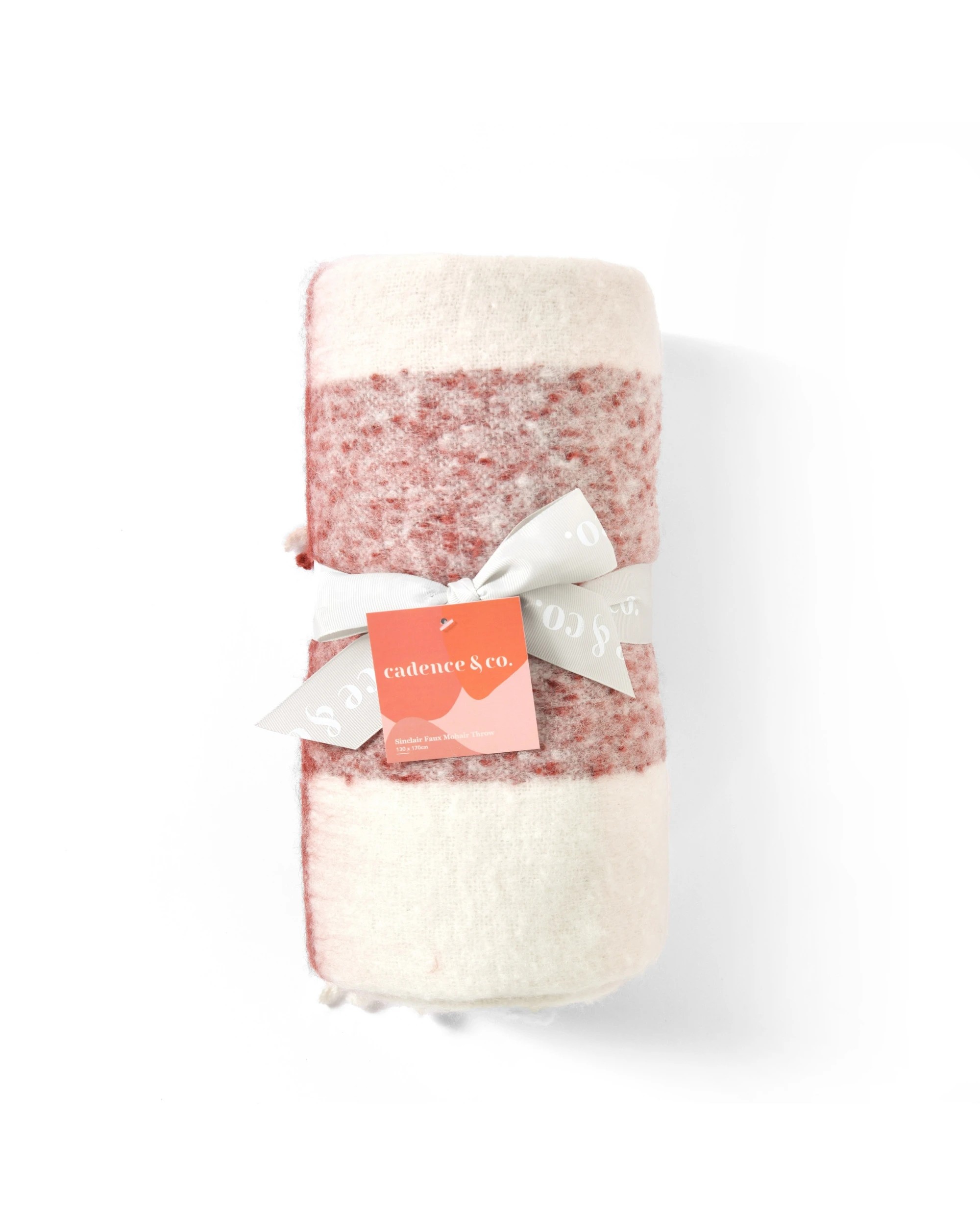 1 Cadence & Co. Sinclair Faux Mohair Check Throw 130x170cm - Brick and Blossom, 1 of 4