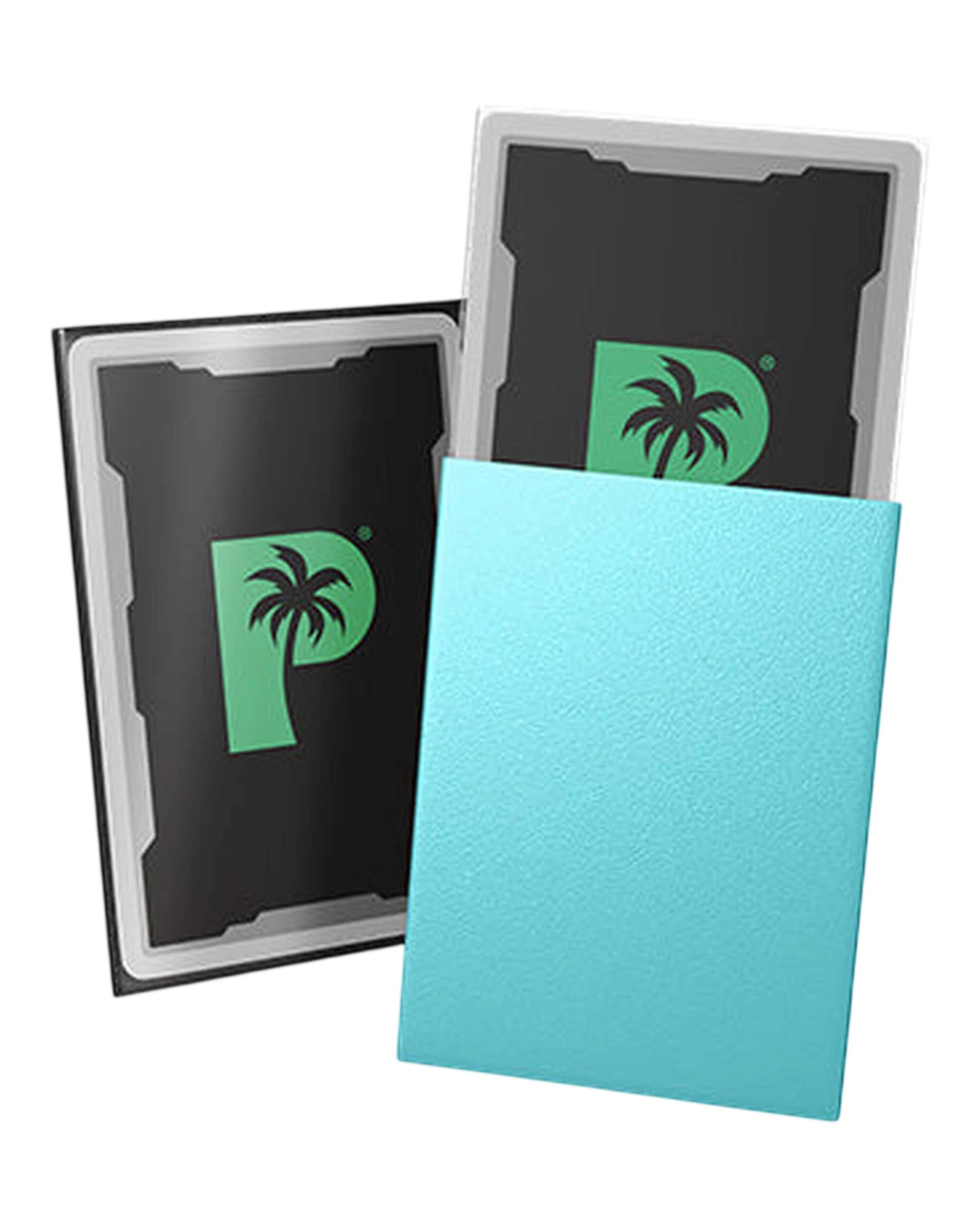 2 Palms Off Gaming Palms Off Standard 100pc Blackout Deck Sleeves Turquoise Matte, 2 of 3