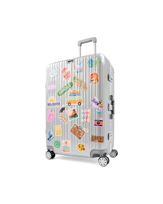72cm Trunk Hard Case with Stickers - Silver 