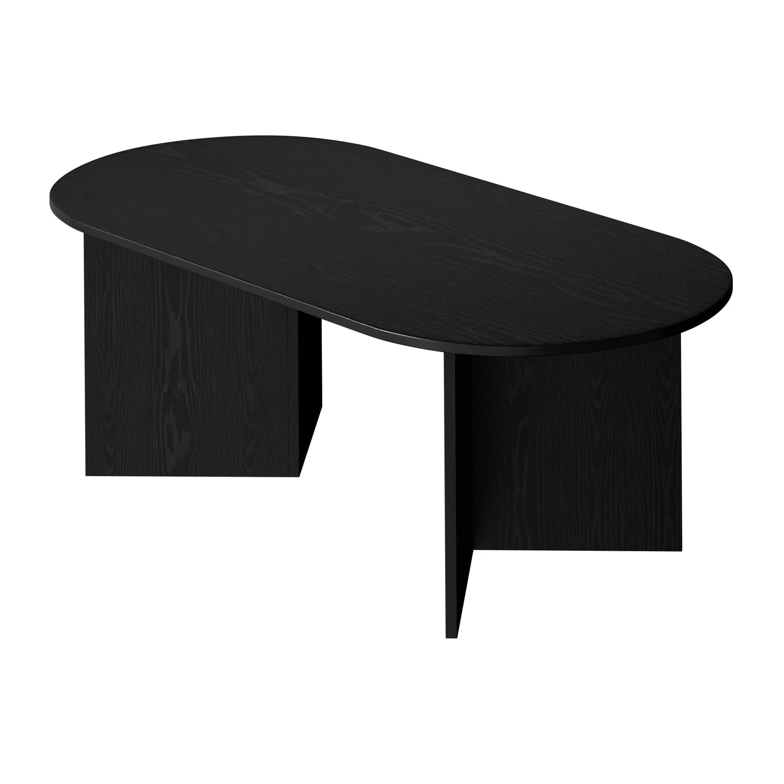 8 Oikiture Coffee Table Sofa End Table Oval Side Cafe Desk Timber - Black, 8 of 9