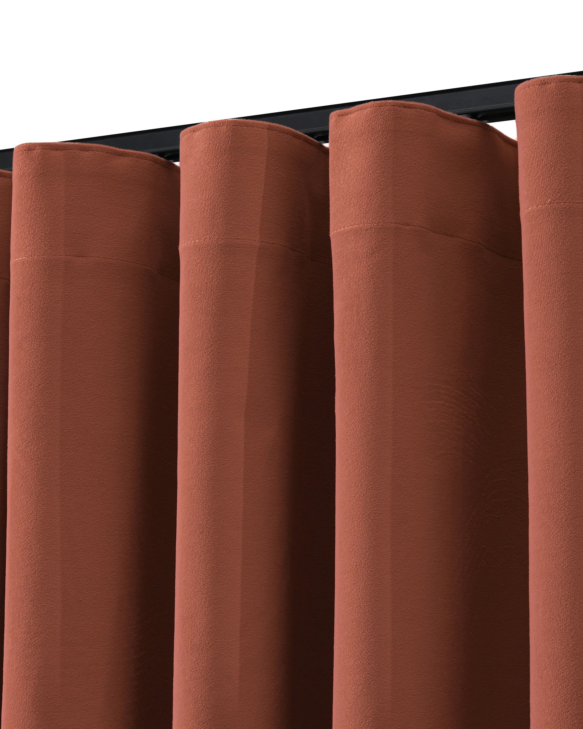 2 Cadence & Co. Byron Matte Velvet 100% Blockout S-Fold Curtain 385x280cm - Fits 220cm Track - Rust, 2 of 5