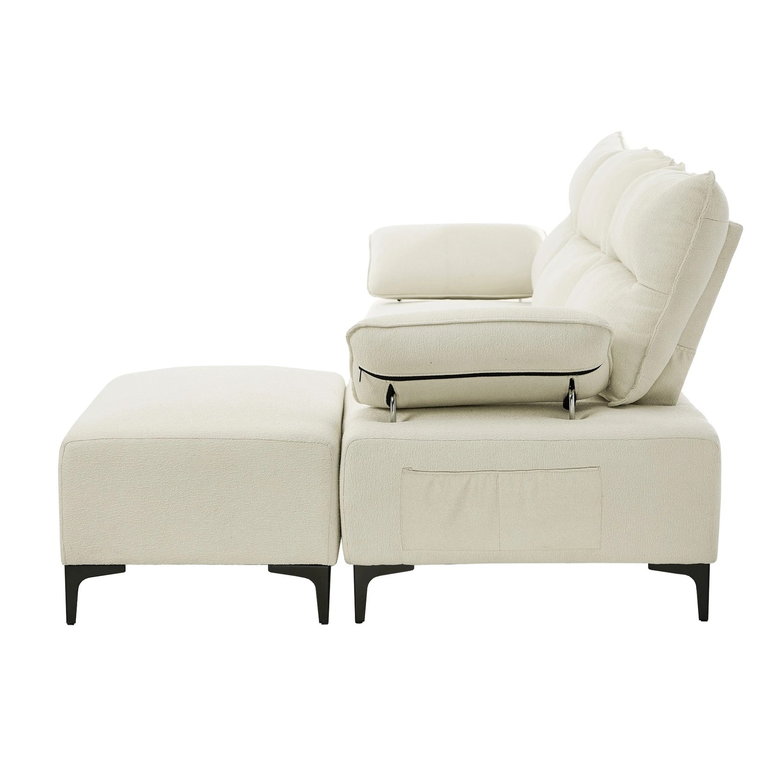 9 Oikiture 4 Seater Chenille Modular Sofa Couch Ottoman - Beige, 9 of 10