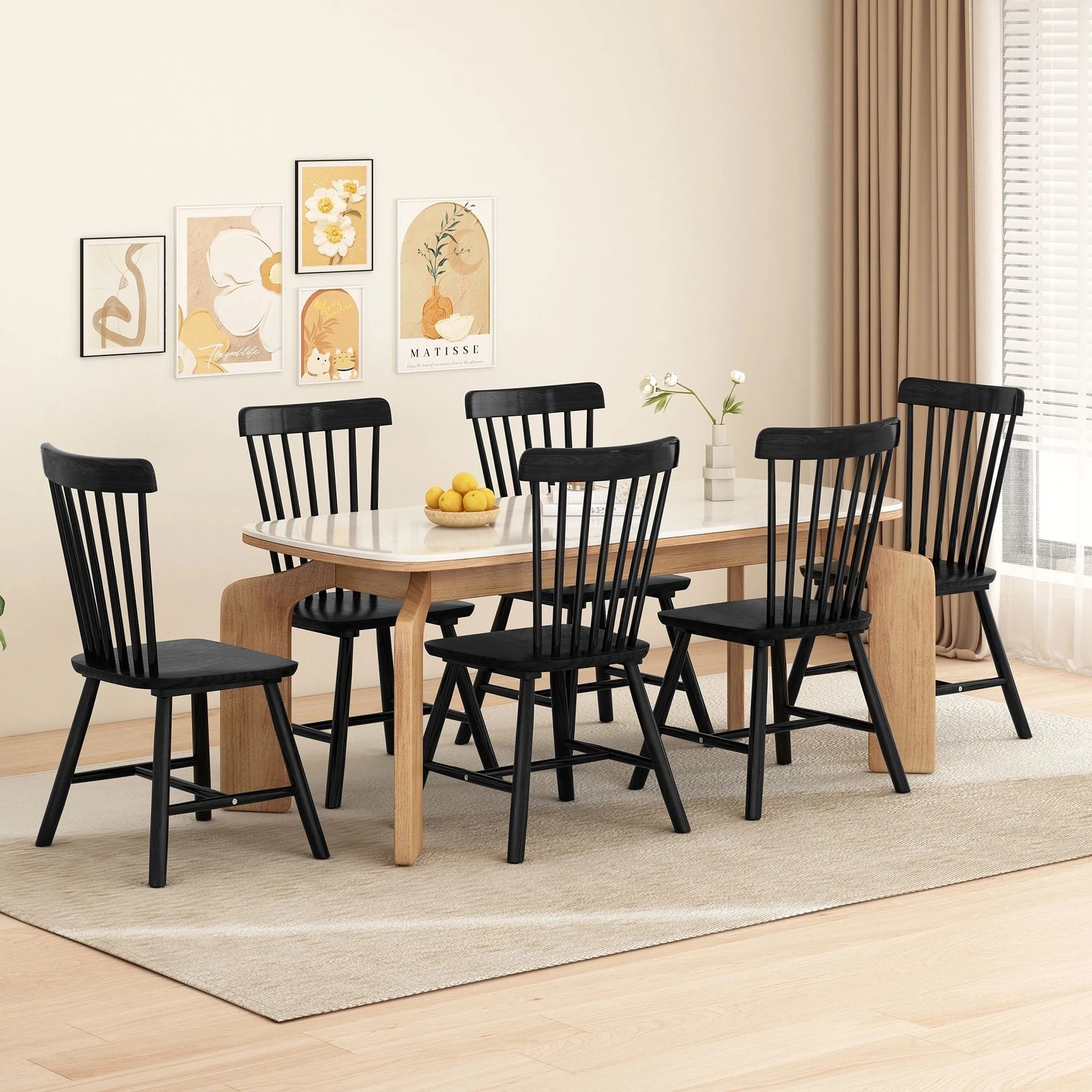 10 Alfordson 2x Dining Chairs Kitchen Lounge Cafe Retro Solid Wood Modern - Black, 10 of 10