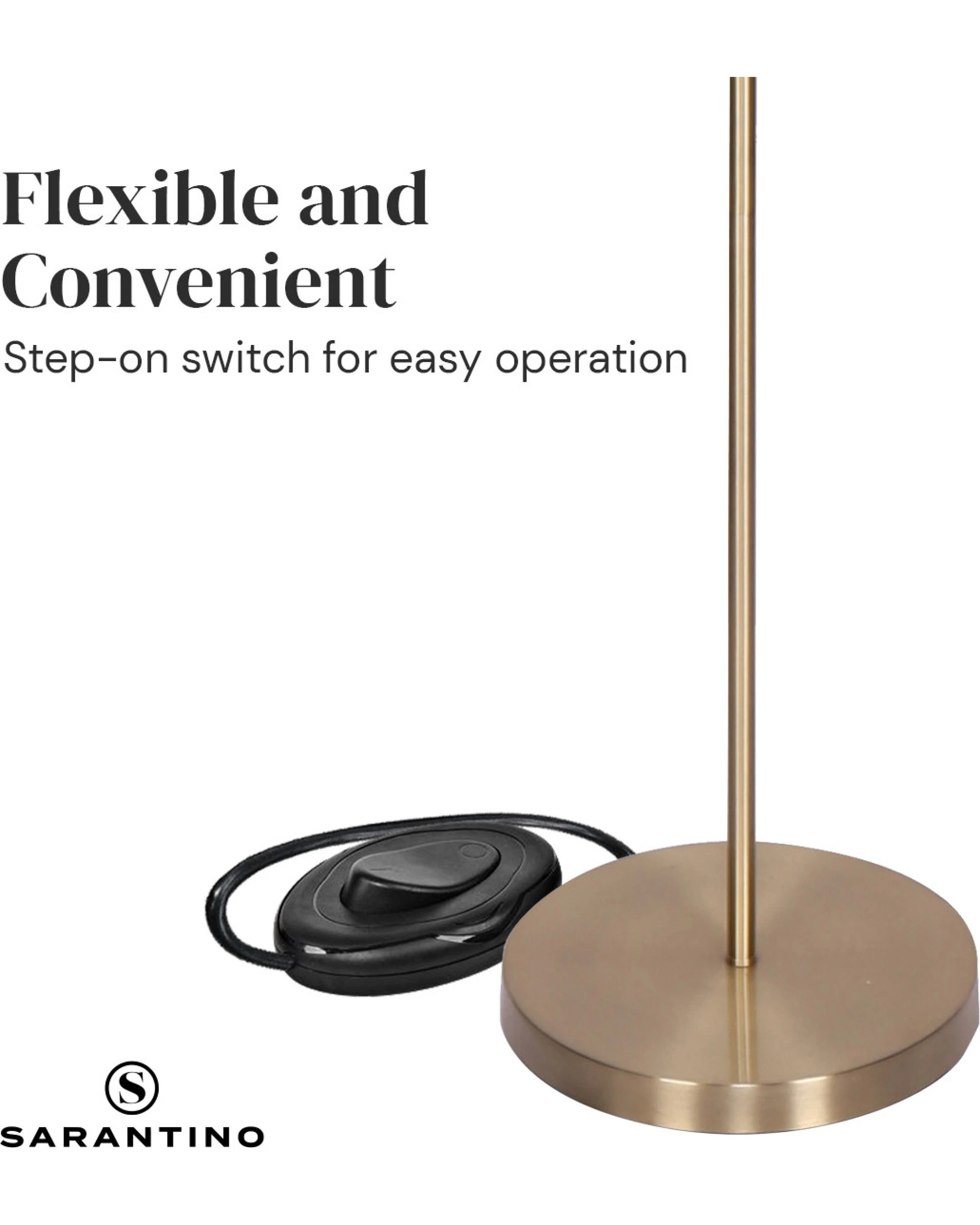 4 Sarantino 3-Light Gold Metal Floor Lamp with Glass Shades, 4 of 10