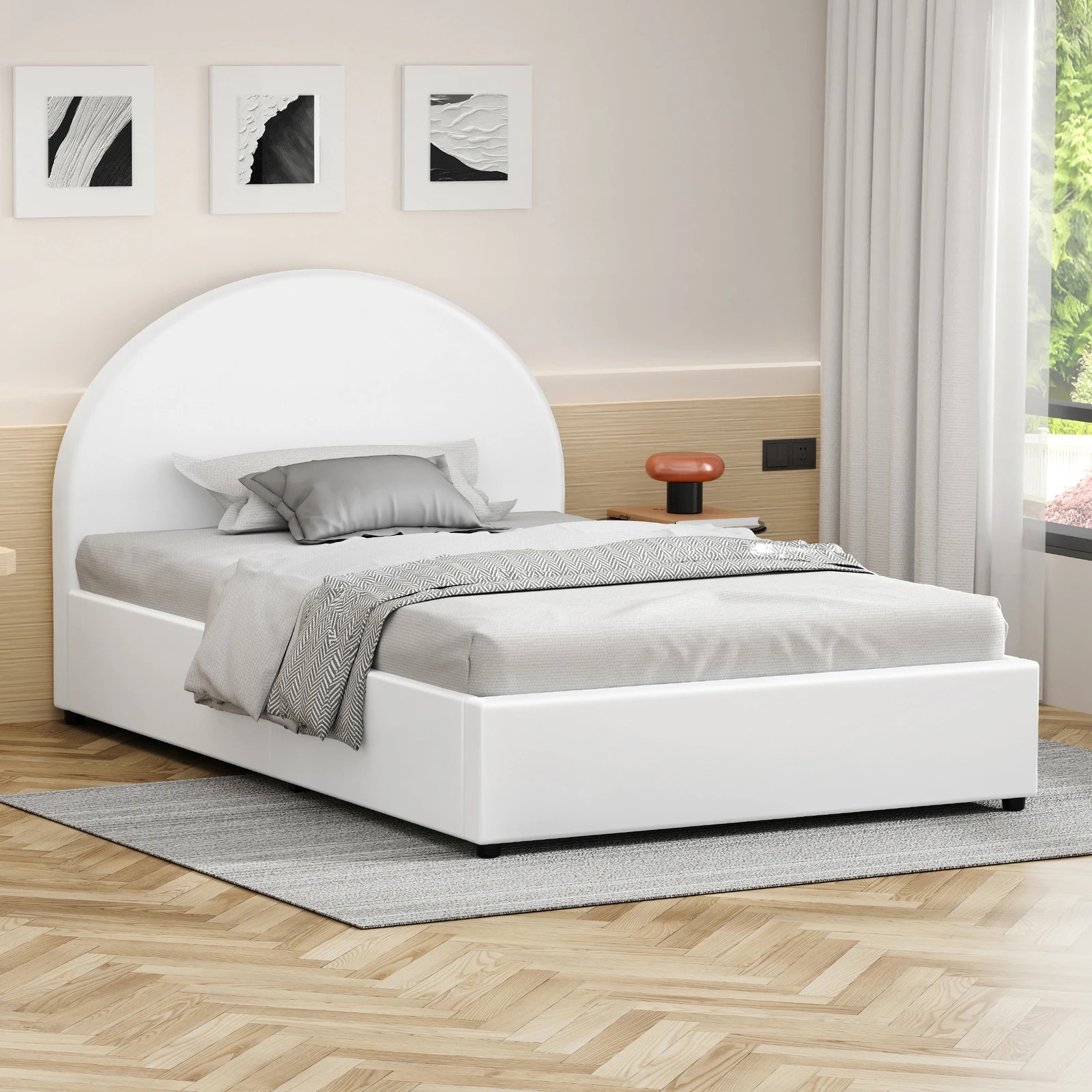 2 Alfordson Bed Frame King Single Gas Lift Base With Storage Leather Howell - White, 2 of 10