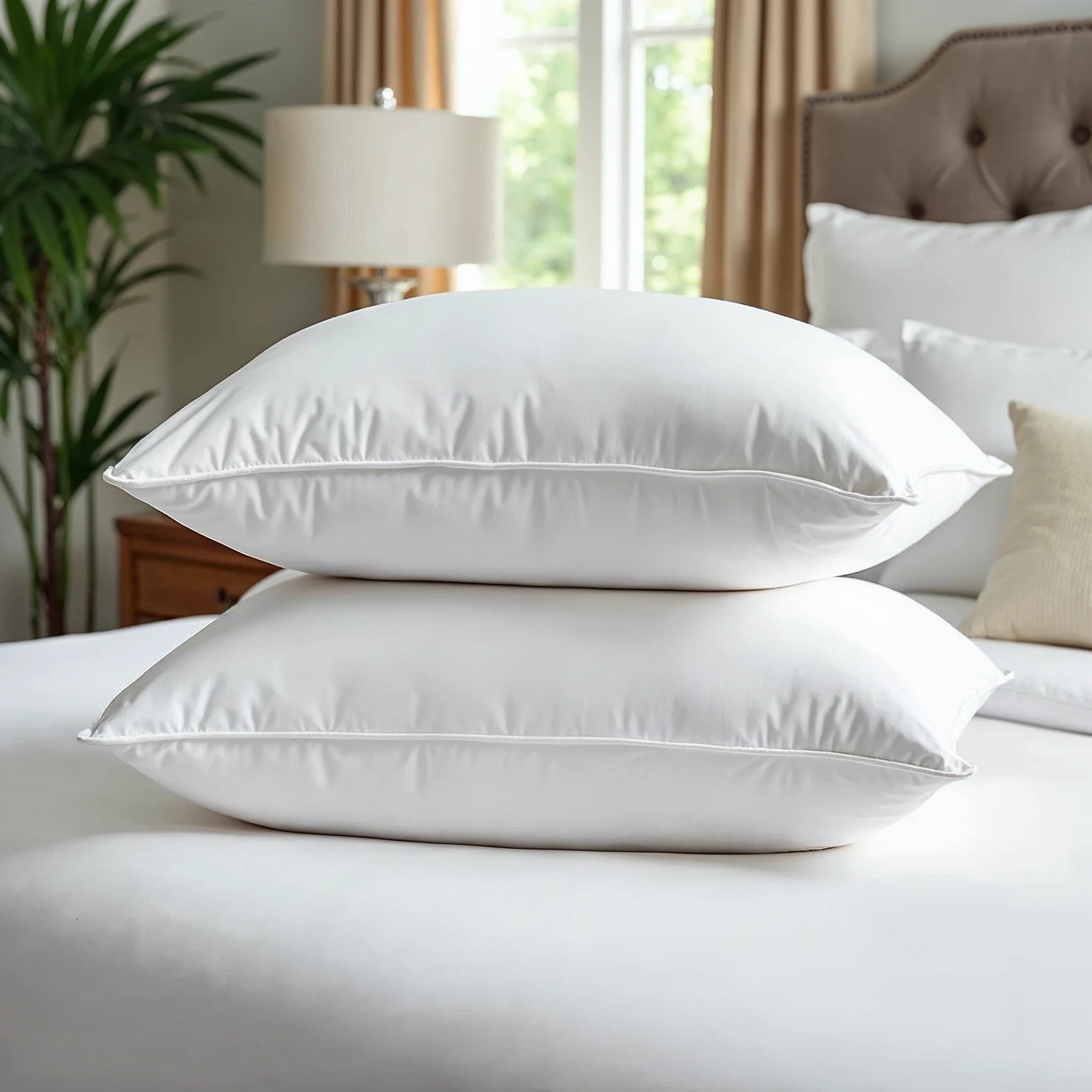 4 Royal Comfort Duck Feather Down Pillows 50 x 75cm Set Hotel Quality 4 Pack - White, 4 of 9