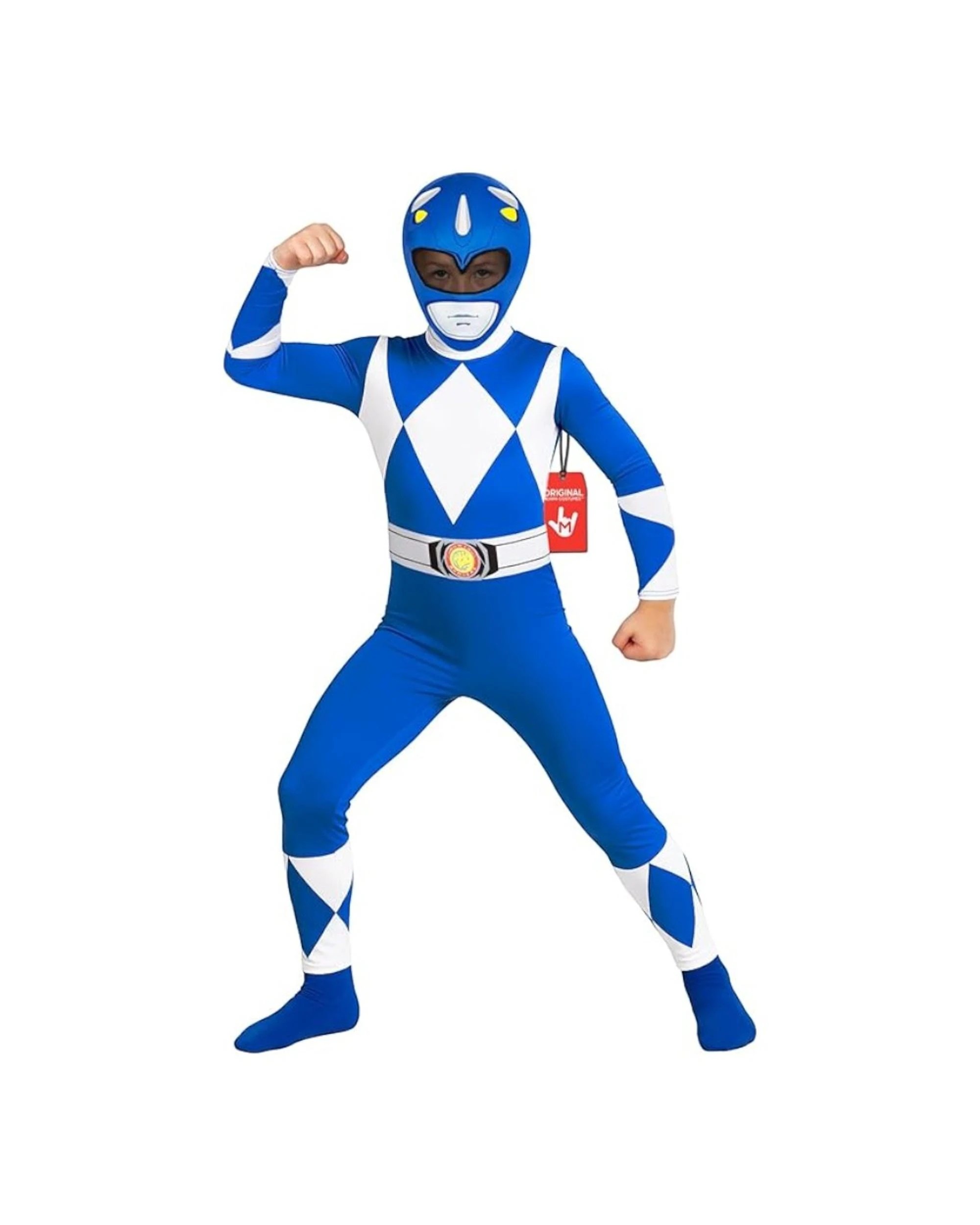 2 Mighty Morphin Power Rangers Blue Morphsuit Child Costume Size 4-6 Years, 2 of 3
