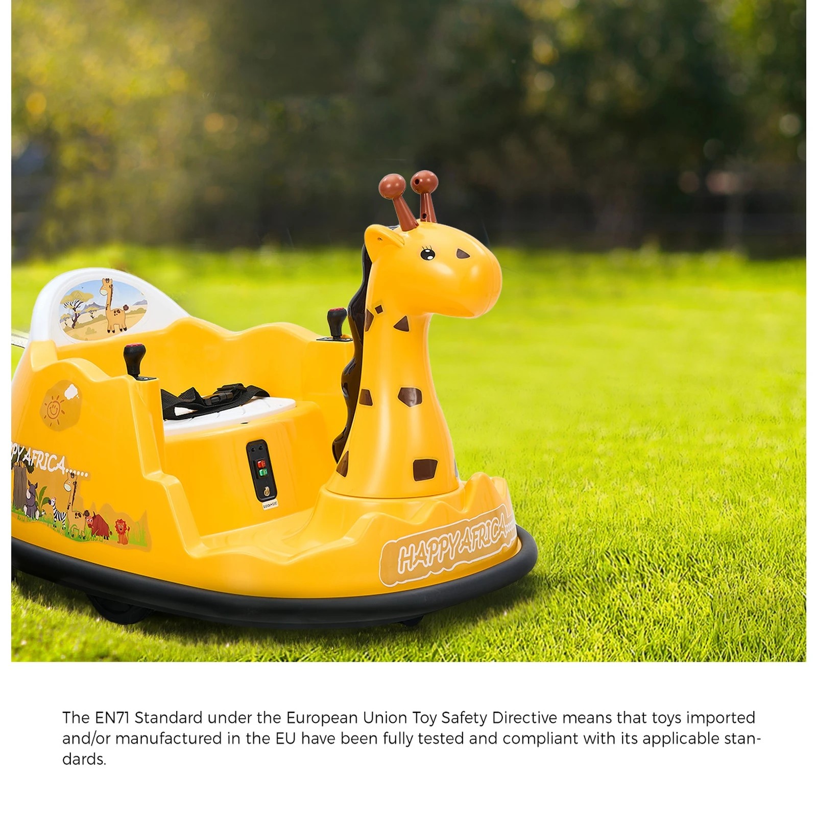 3 Mazam Kids Ride On Car Electric Cars Bumper Toys Remote Control Light Giraffe
 - Yellow, 3 of 10