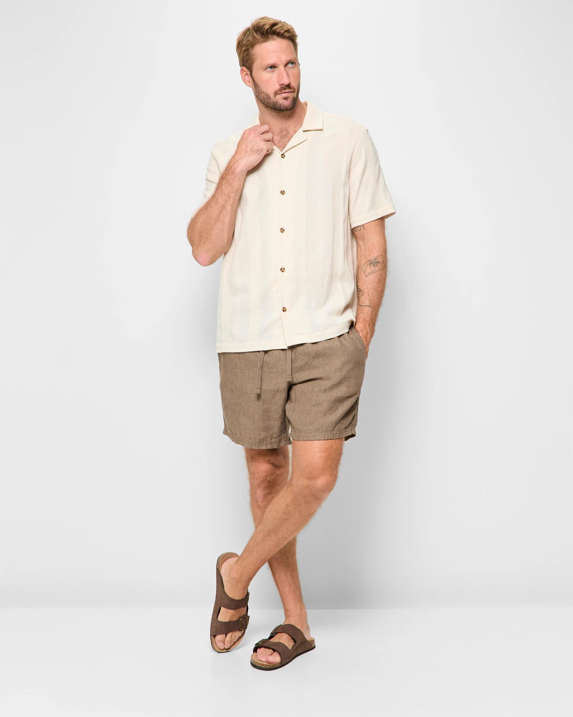 2 Target Australian Cotton Short Sleeve Stripe Shirt LIGHT STONE, 2 of 5