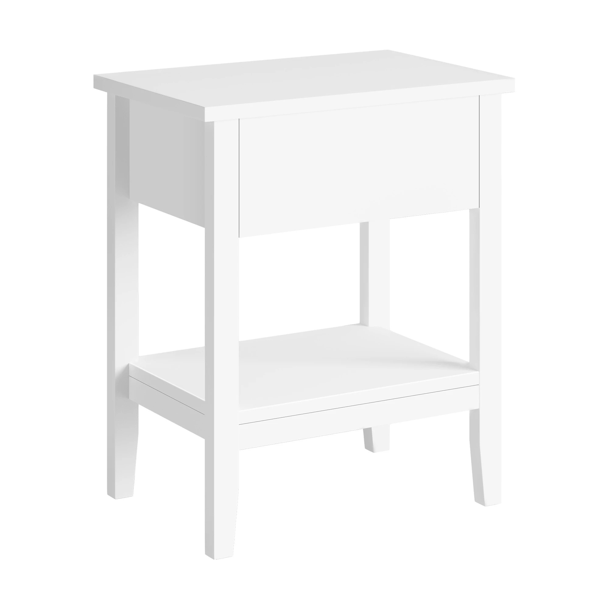 3 Alfordson Bedside Table Hamptons Nightstand Storage Side End 1 Drawer - White, 3 of 10
