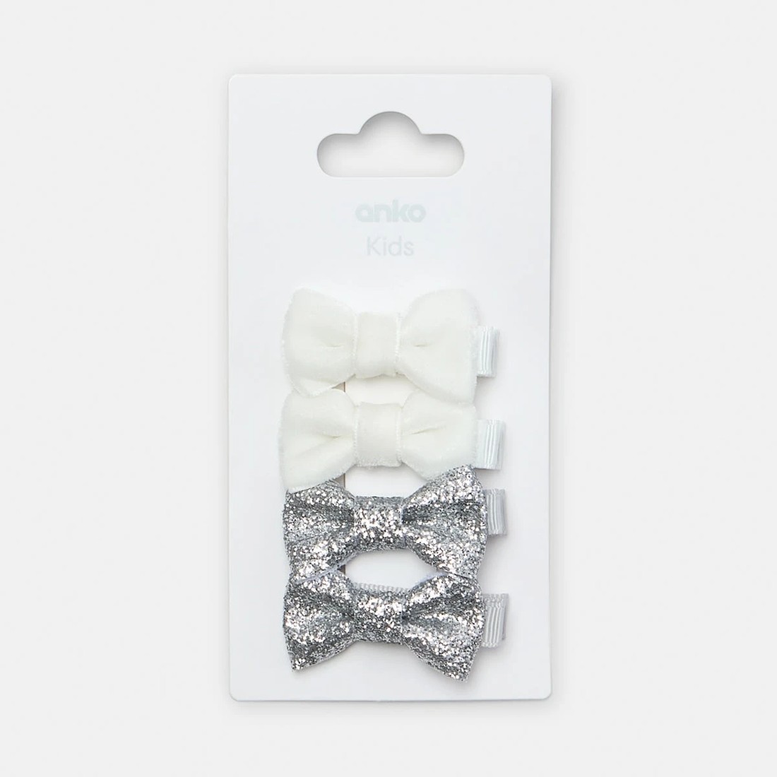 3 4 Pack Silver Tone and White Bow Hair Clips, 3 of 3