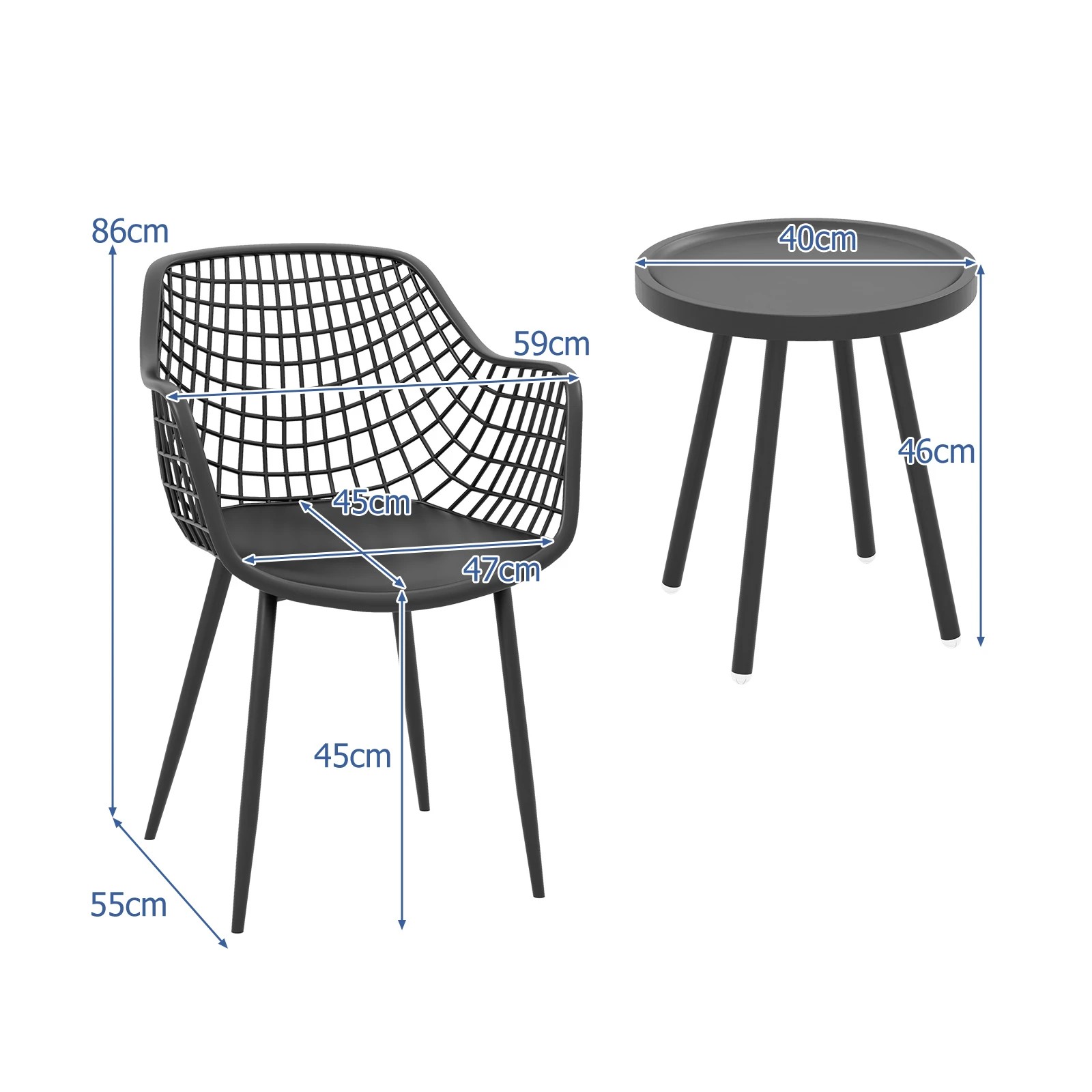 Costway 3PCS Patio Chair Set Bistro Chairs & Side Table Set Indoor ...