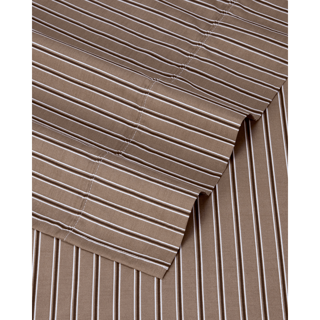 4 250 Thread Count Stripe Cotton Sheet Set - Double Bed, Mocha, 4 of 7