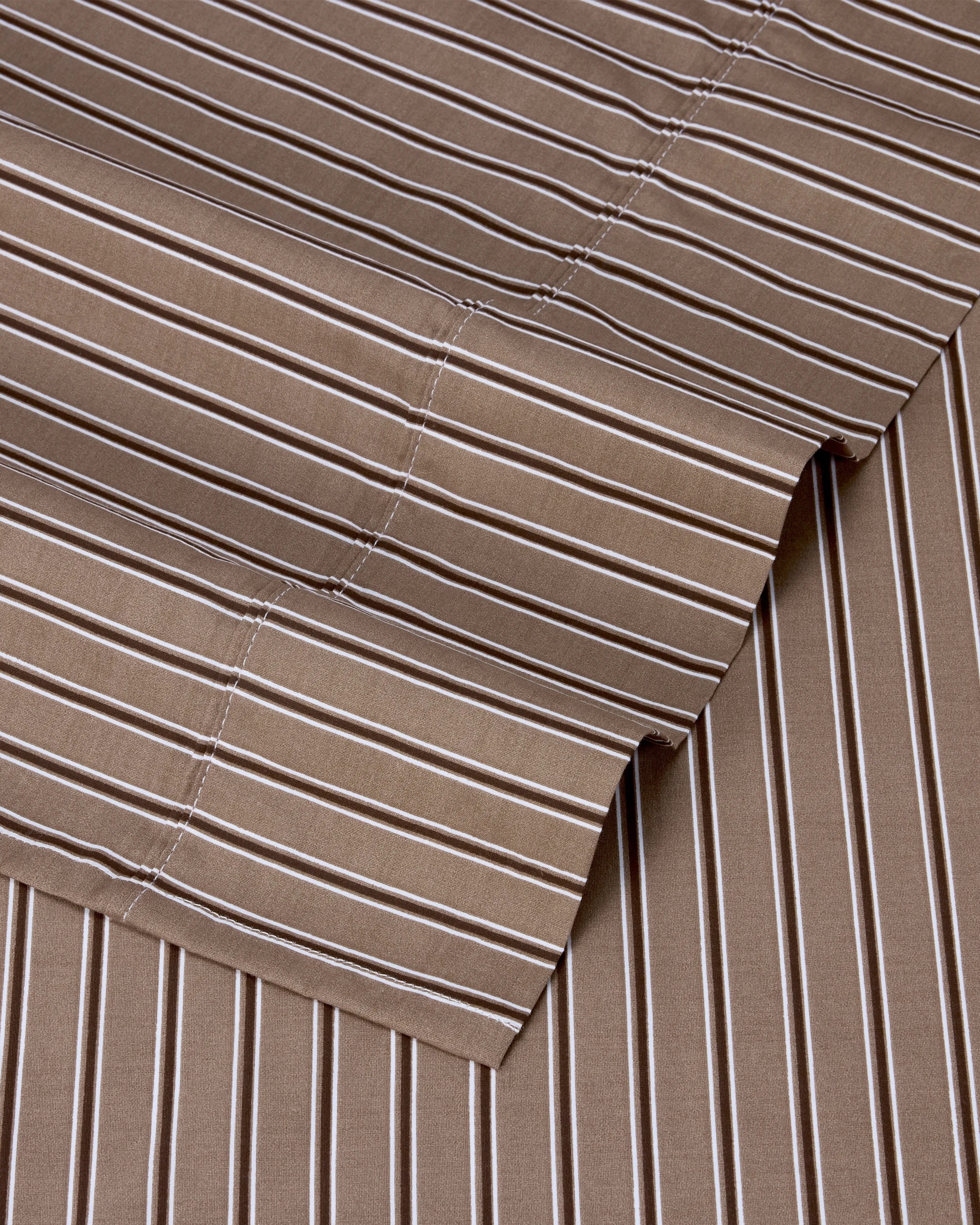 4 250 Thread Count Stripe Cotton Sheet Set - Double Bed, Mocha, 4 of 7