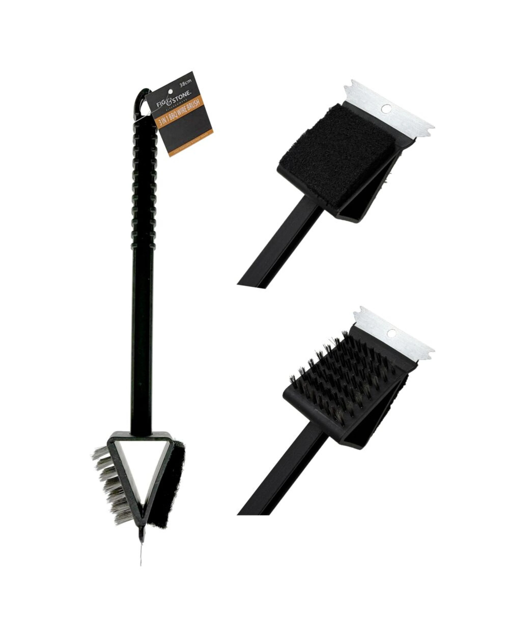 1 BR Home 3-in-1 BBQ Grill Brush with Heavy-Duty Wire Bristles and Double-Sided Scraper, 1 of 1