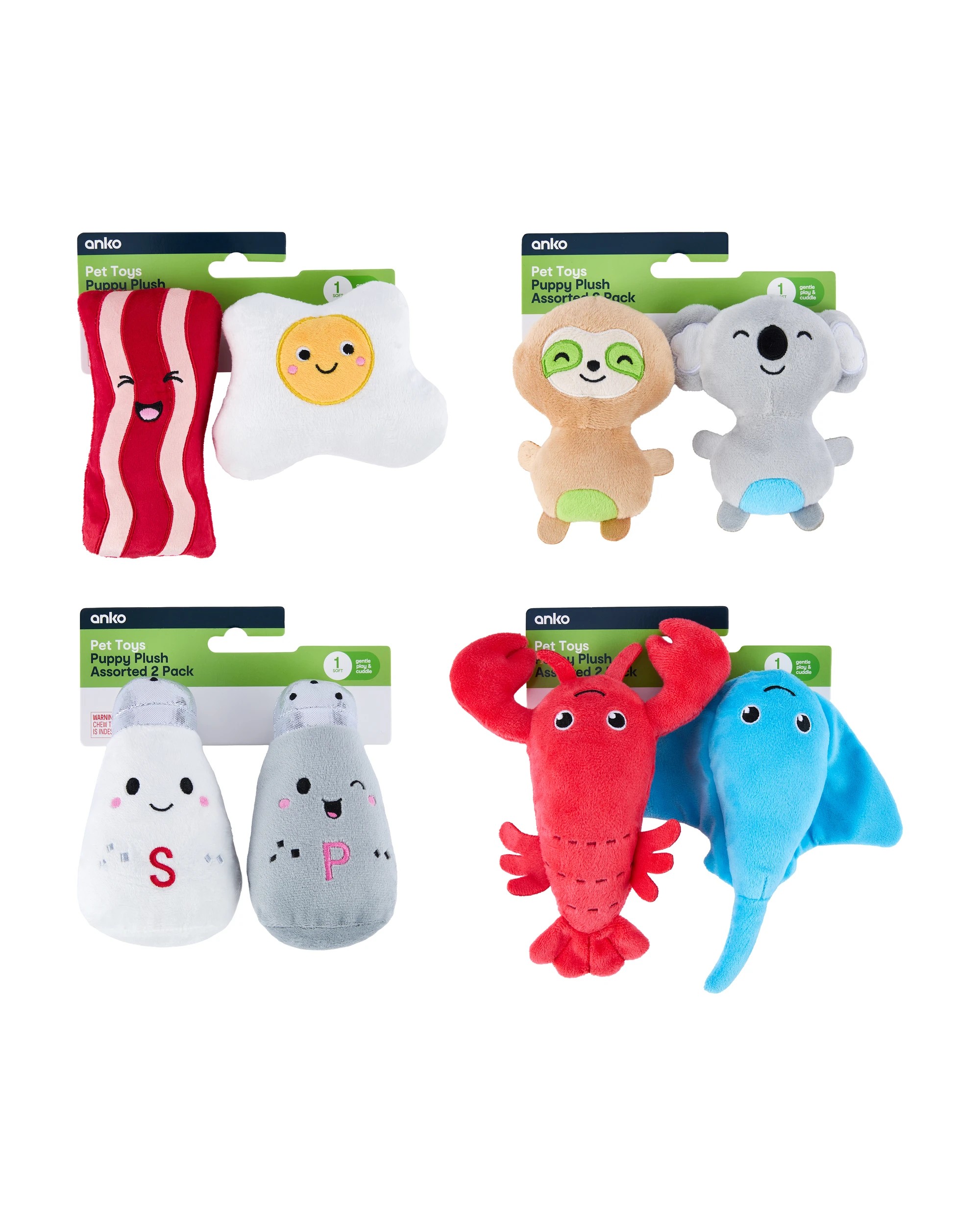 4 2 Pack Pet Puppy Plush Toy - Assorted, 4 of 4