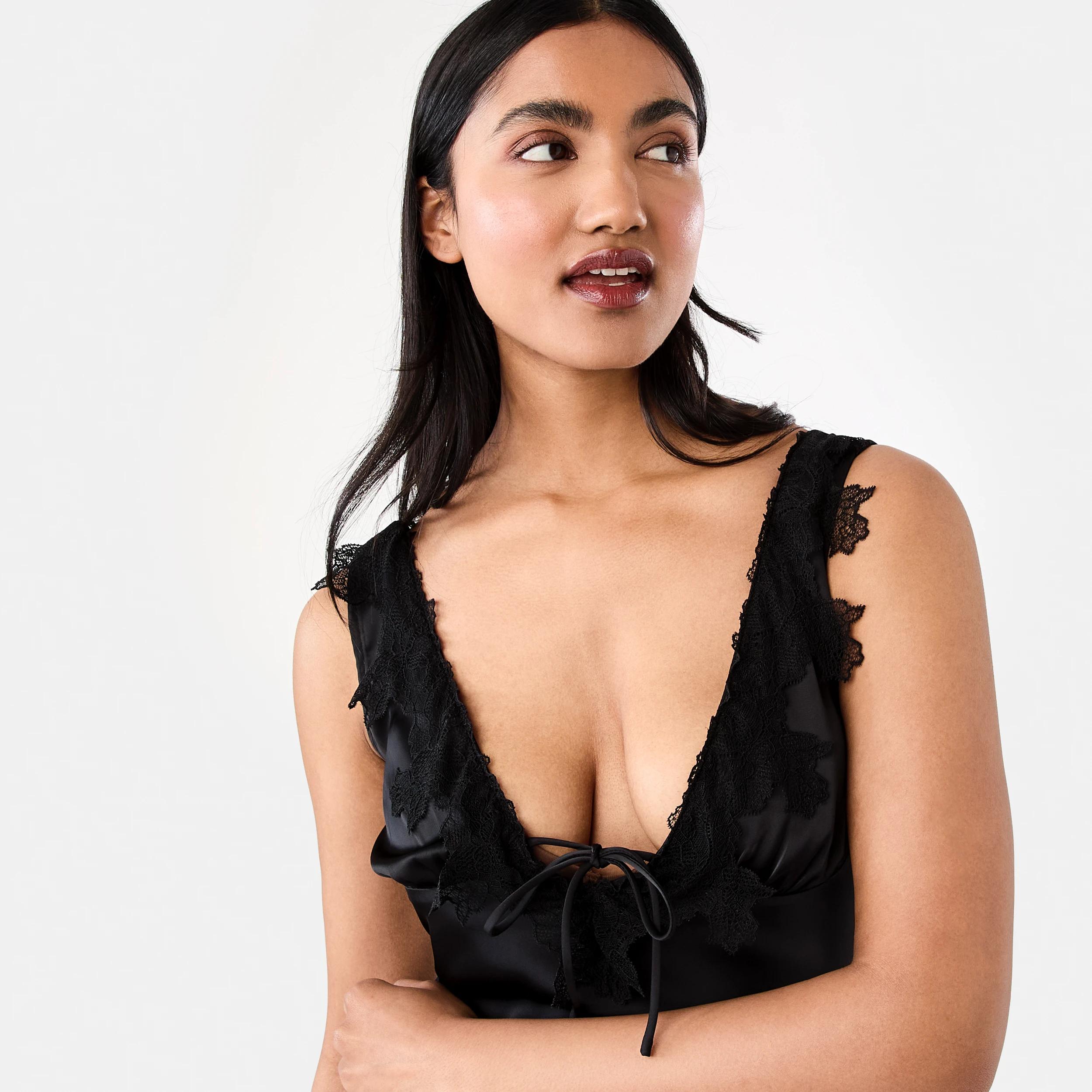 5 Satin Tie Mini Dress Black, 5 of 7