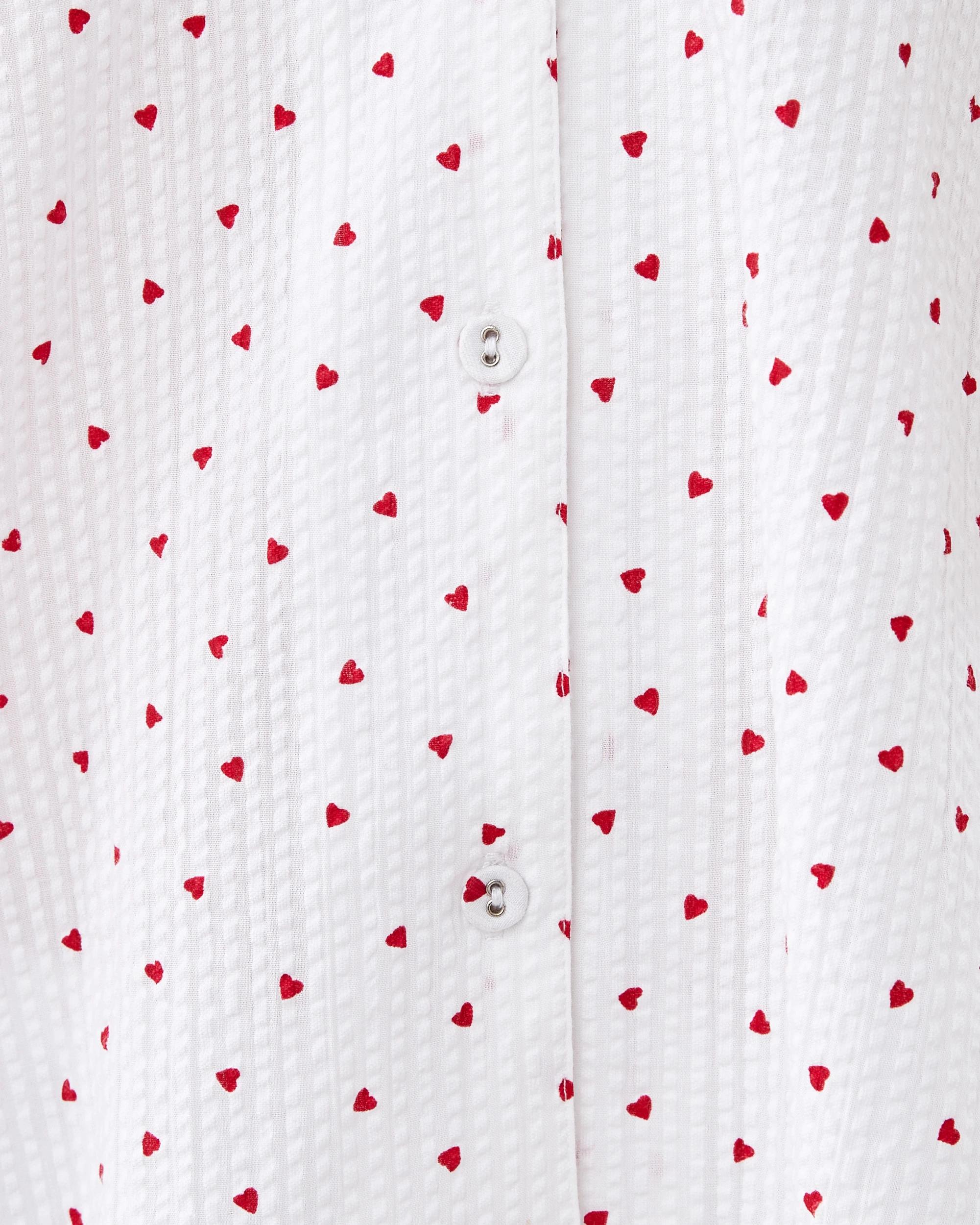 6 Cotton Seersucker Short Sleeve and Shorts Pyjama Set Hearts, 6 of 8