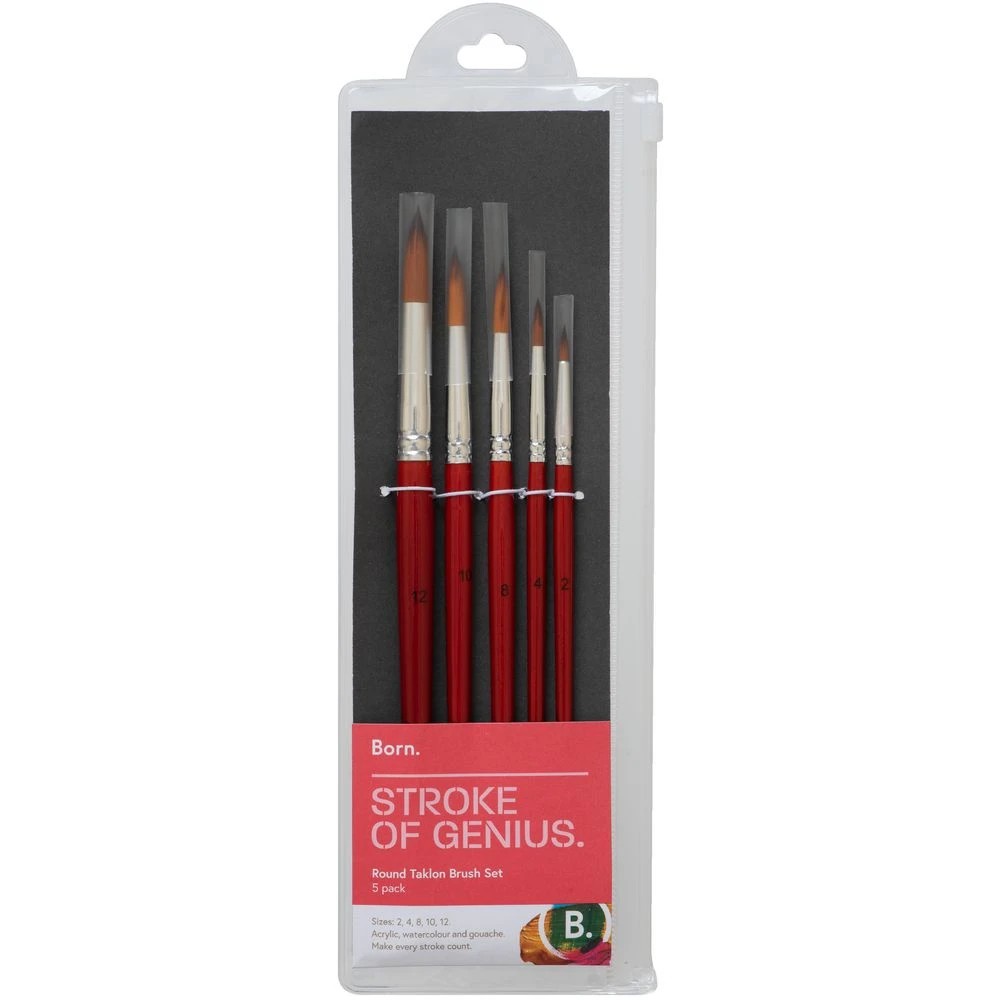 3 Born Round Taklon Paintbrush Set 5 Pack, 3 of 5