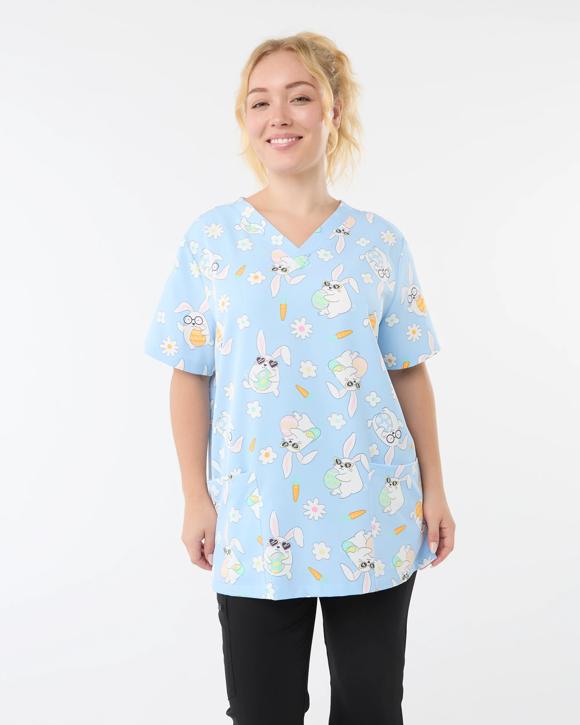 Work Short Sleeve Print Scrub Top