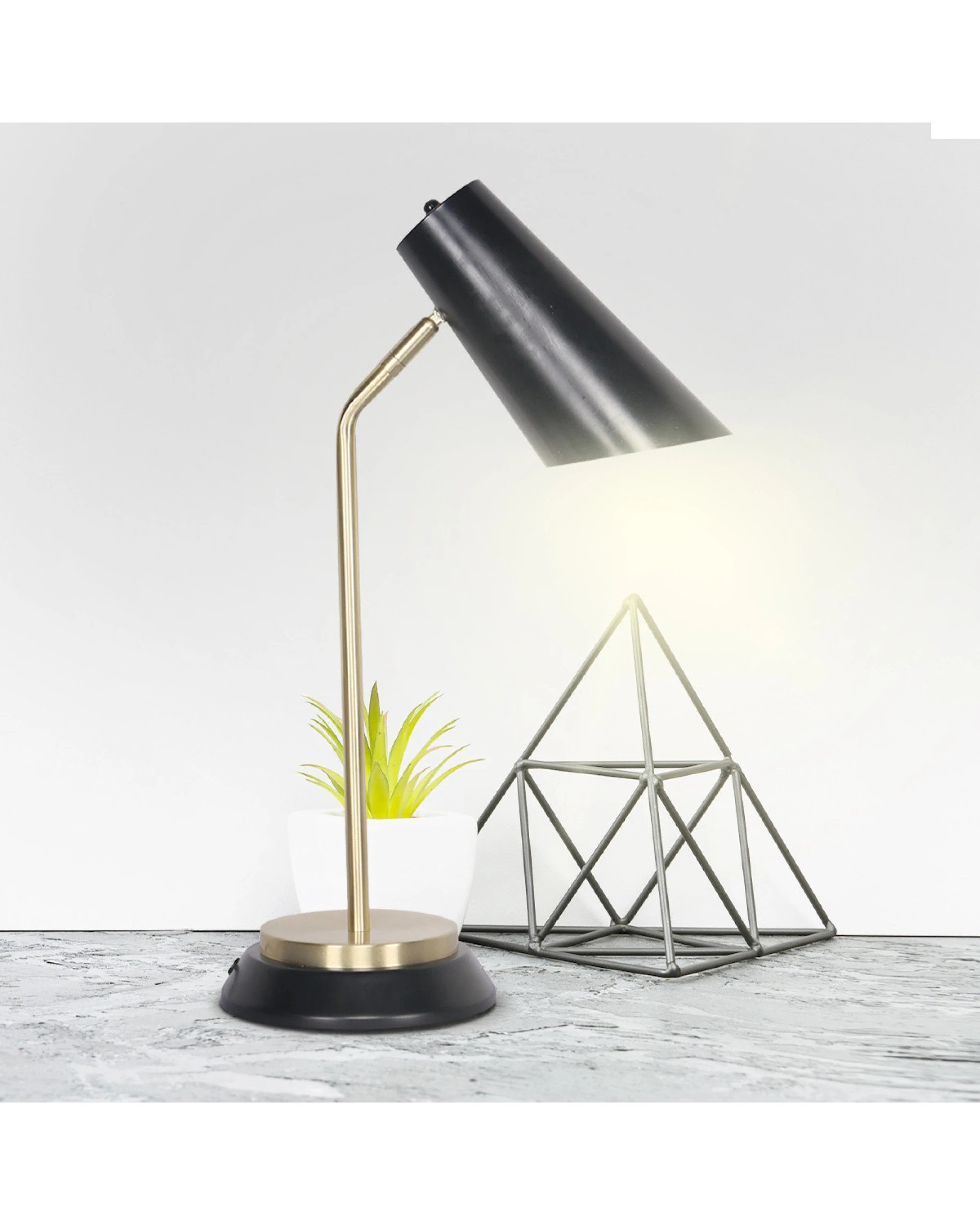 6 Sarantino Black-Brass Desk Task Table Lamp, 6 of 10