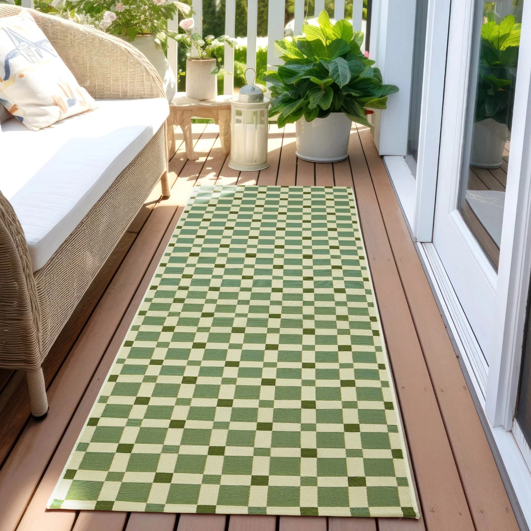 1 Common Ground Rugs Horizon Tito 400x80cm - Large Outdoor Rug - Green, 1 of 7