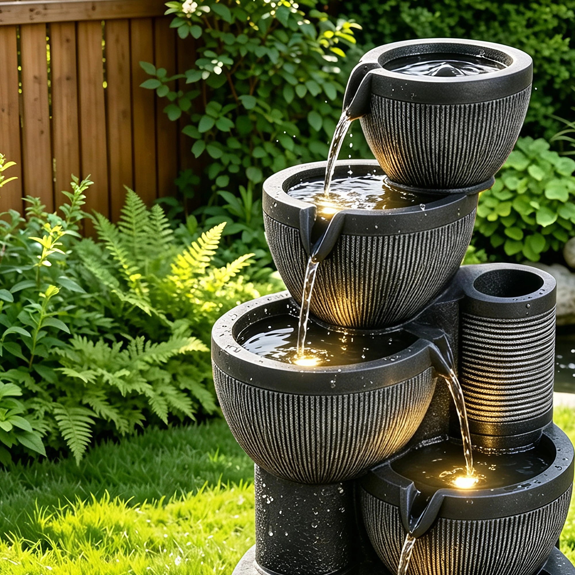 7 Gardeon Solar Fountain Water Feature 5-Tier Cascading Bowl 51cm - Grey, 7 of 9