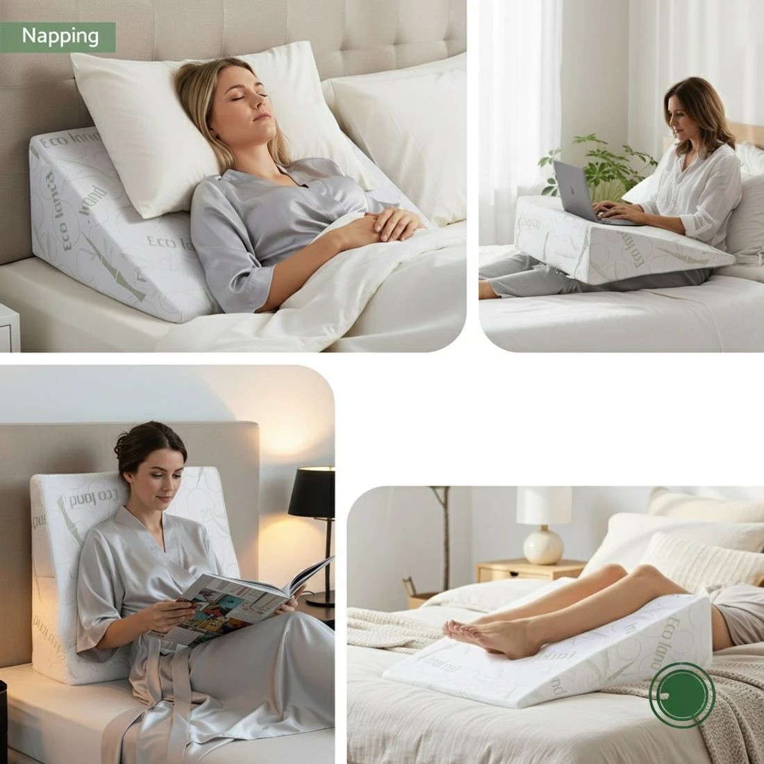 7 Giselle Bedding Wedge Pillow Gel Memory Foam Ergonomic Support Bamboo Cover - White, 7 of 8