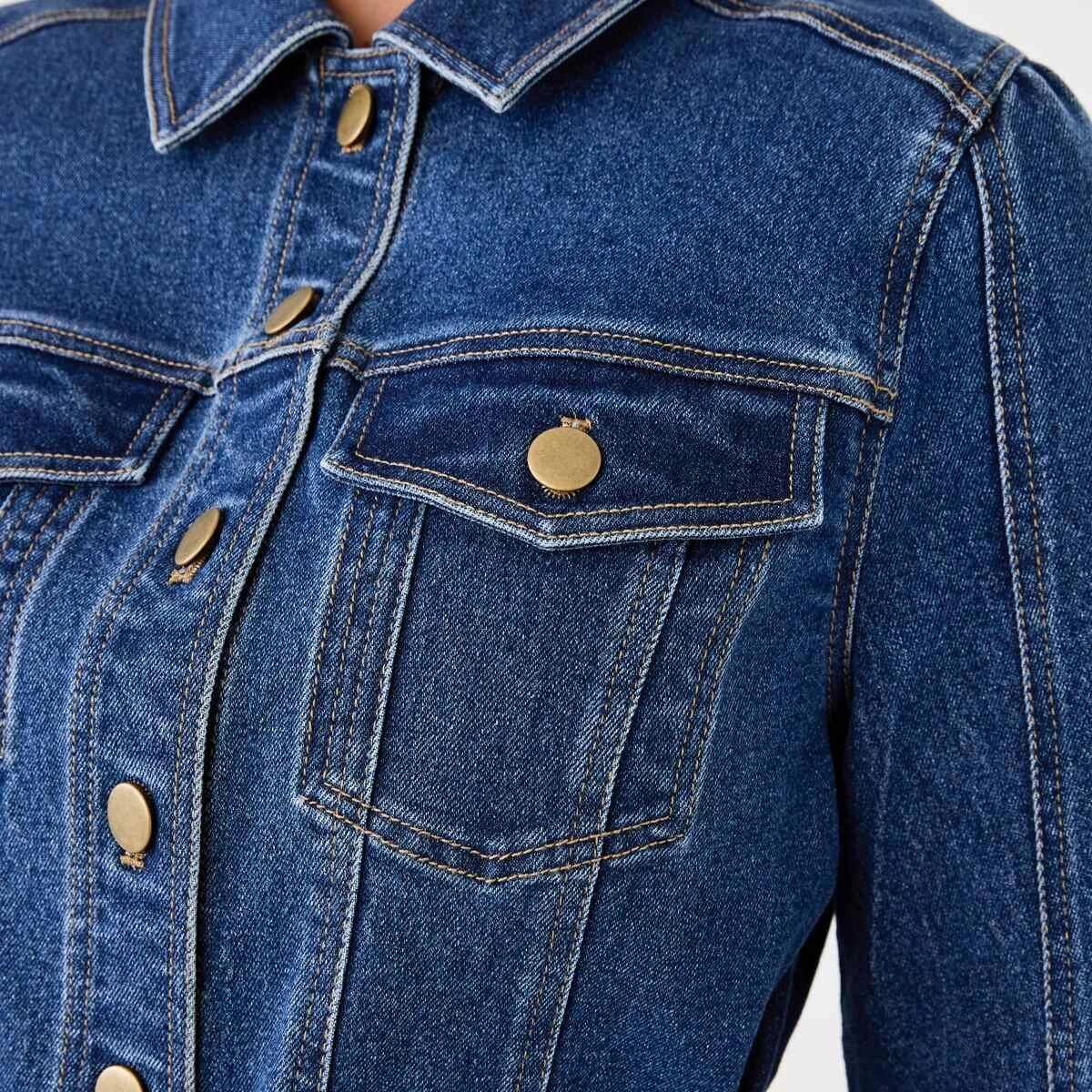 5 Long Sleeve Belted Denim Mini Dress Mid Wash, 5 of 7